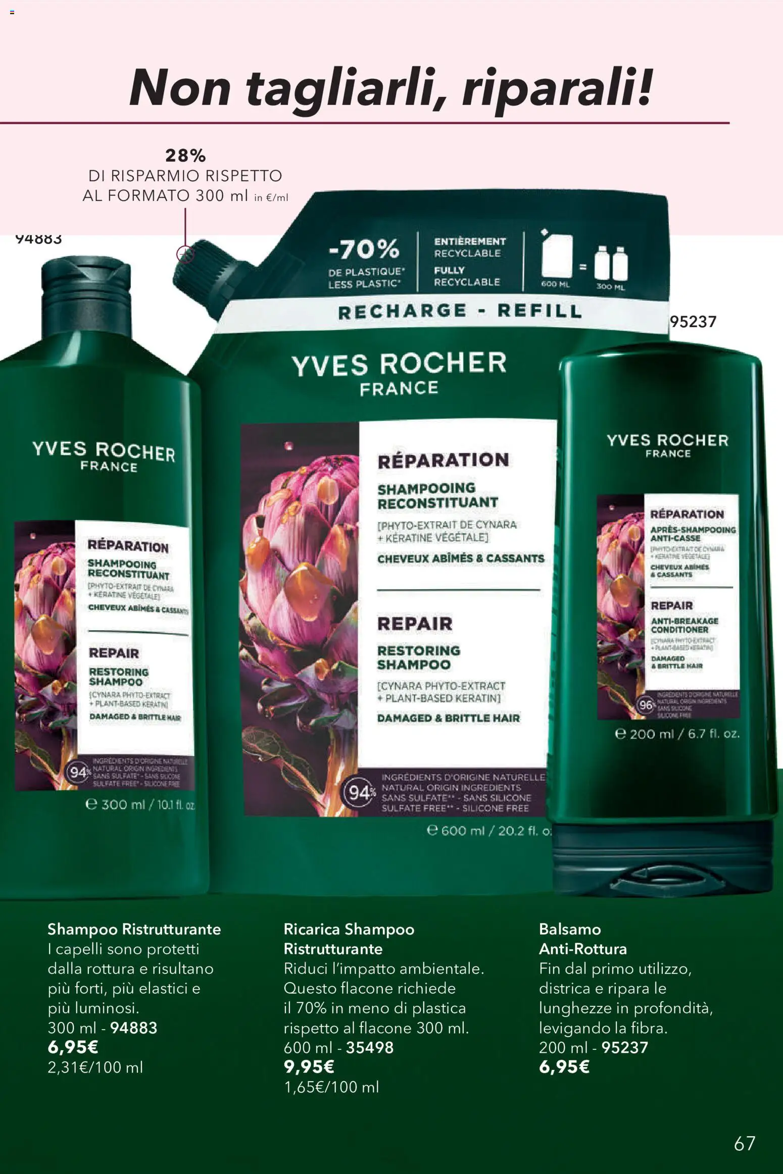 Volantino Yves Rocher del 04.06.2026 | Pagina: 67 | Prodotti: Shampoo, Balsamo, Silicone, Elastici