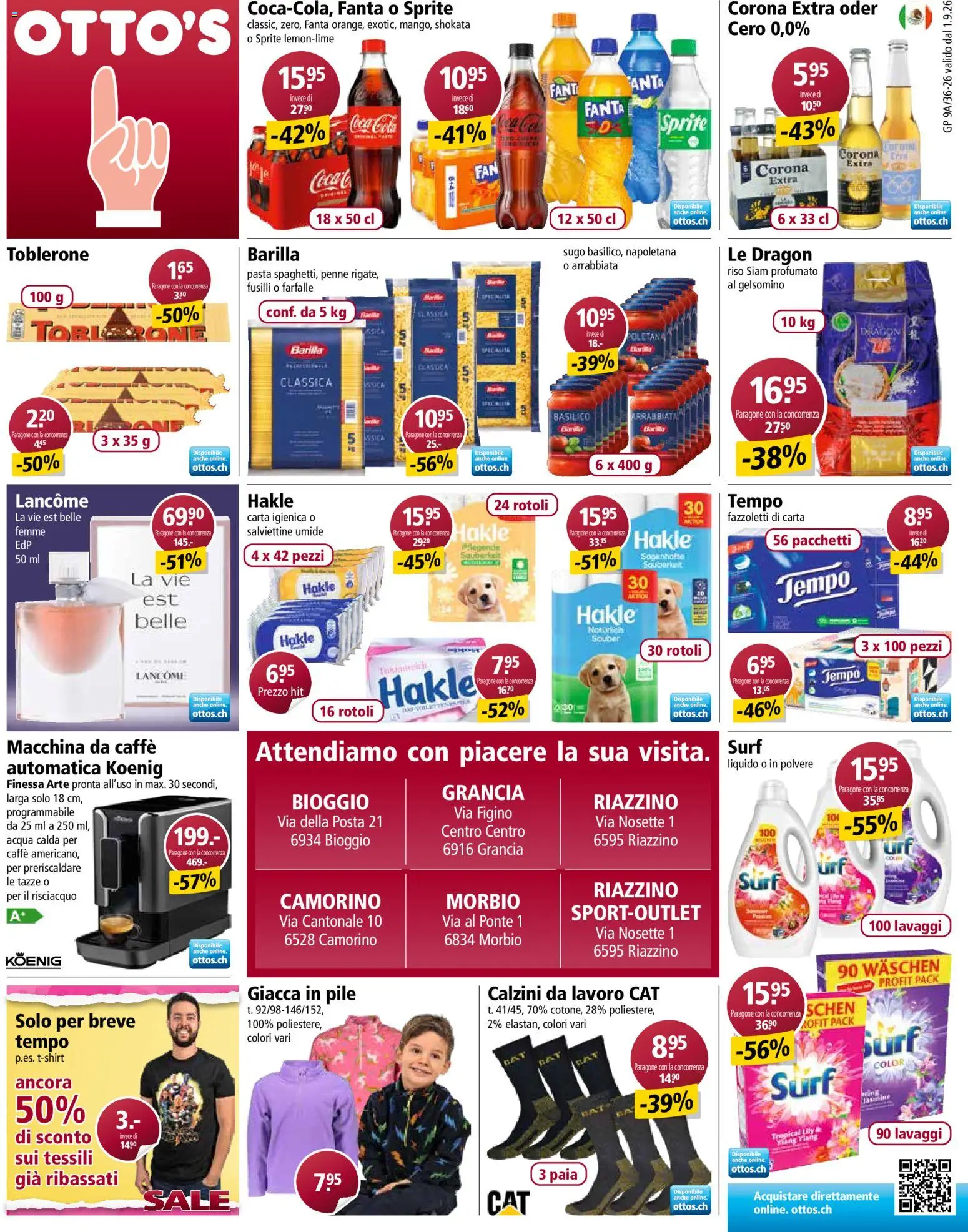 Otto's aktionen IT – gültig ab 01.09.2026 | Seite: 1 | Produkte: Coca Cola, Sprite, Corona Extra, Barilla