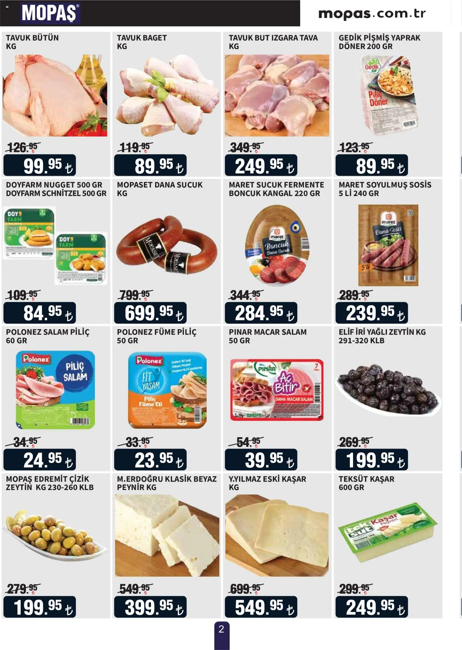 Mopaş Katalog - 10 Eylül 2026 tarihinden itibaren geçerlidir | Sayfa: 2 | Ürünler: Döner, Zeytin, Tavuk baget, Sucuk