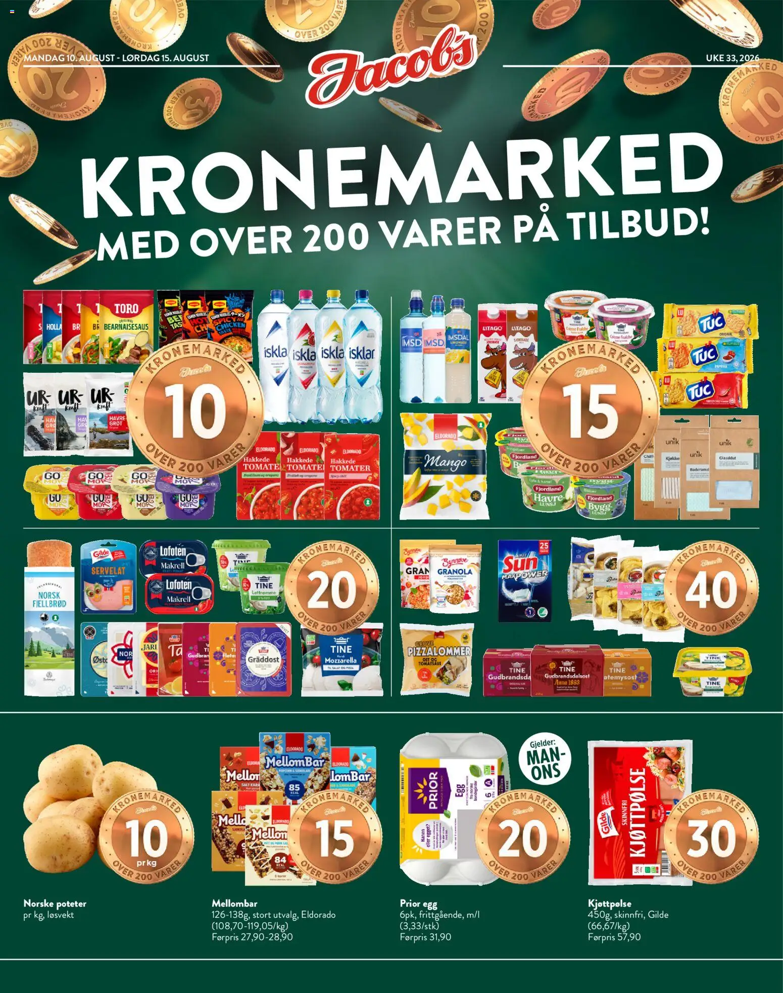 {H1} | Side: 1 | Produkter: Fjordland, Tomater, Servelat, Mozzarella