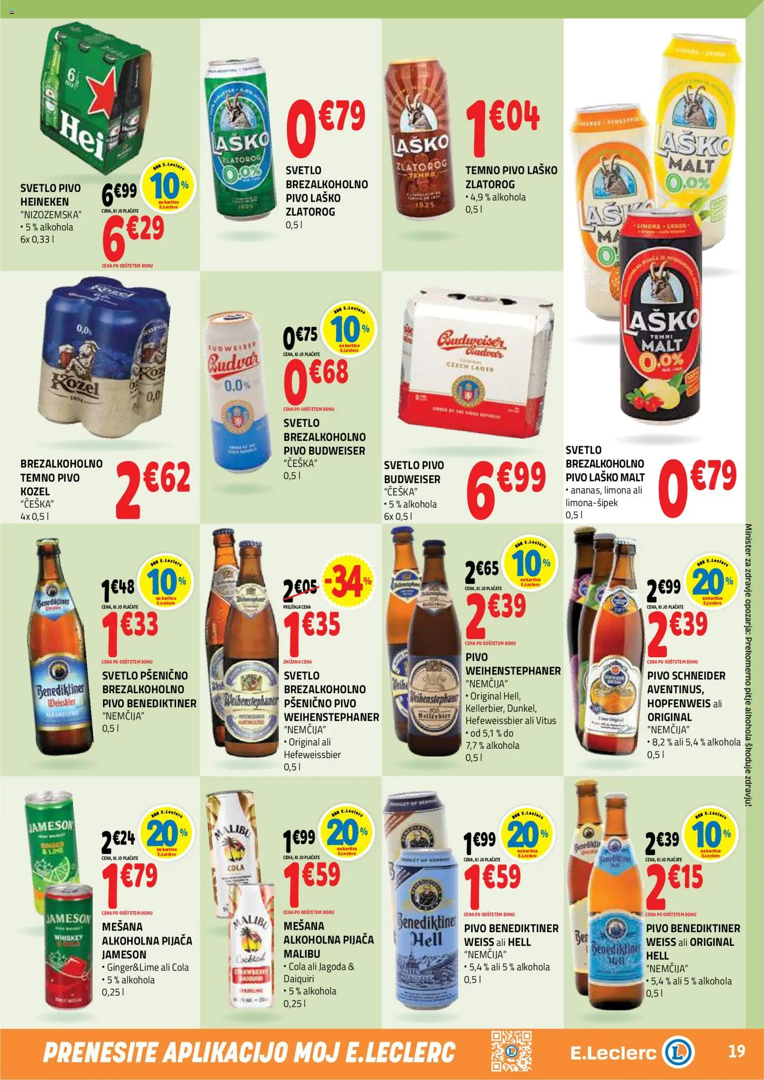 Novi E.leclerc katalog ponudbe – veljaven od 15.07.2026 | Stran: 19 | Izdelki: Falafel, Pivo, Limona