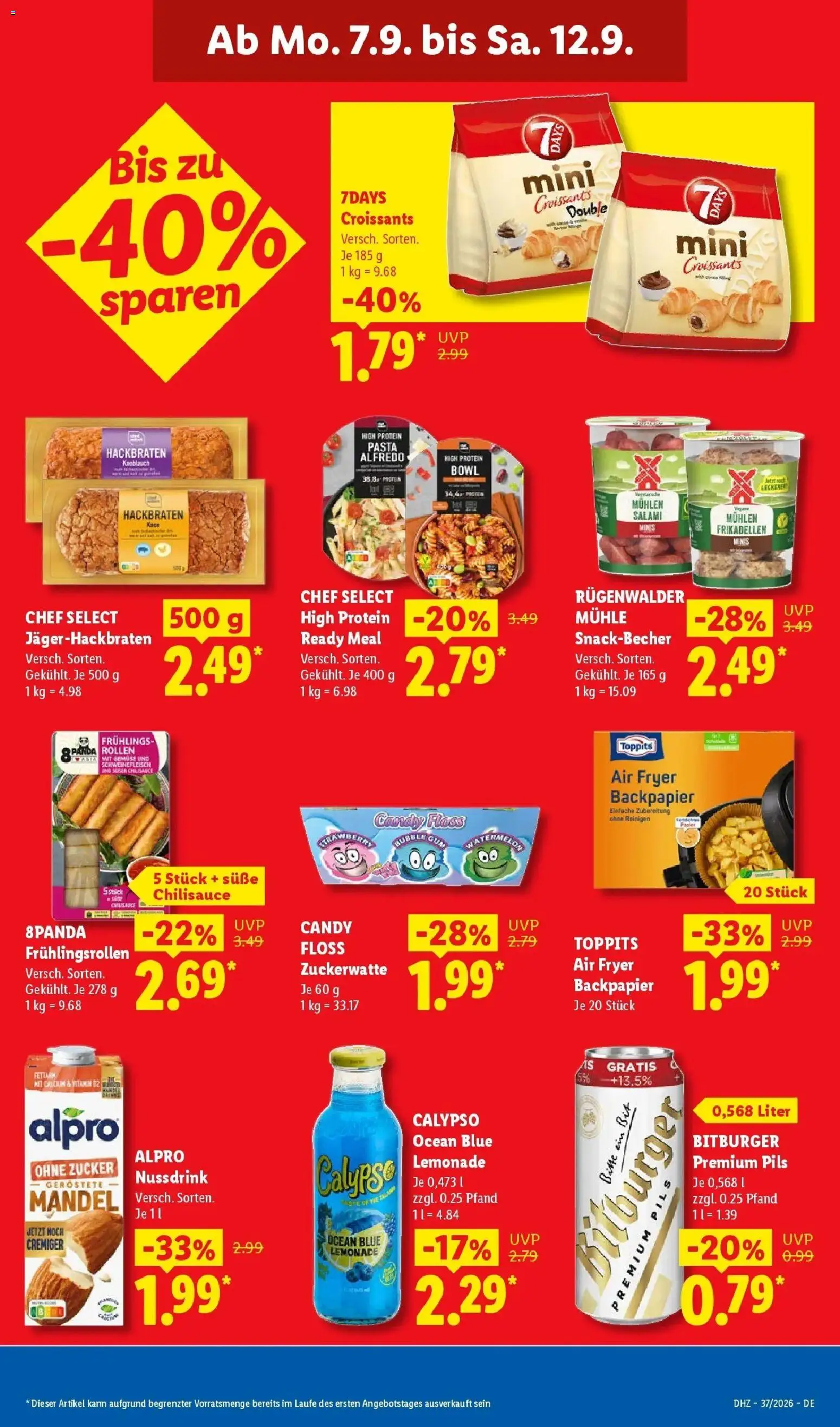 Lidl Prospekt Grimma (ab 07.09.2026) zum Blättern » Angebote | Seite: 19 | Produkte: Alpro, Pasta, Salami, Schweinefleisch