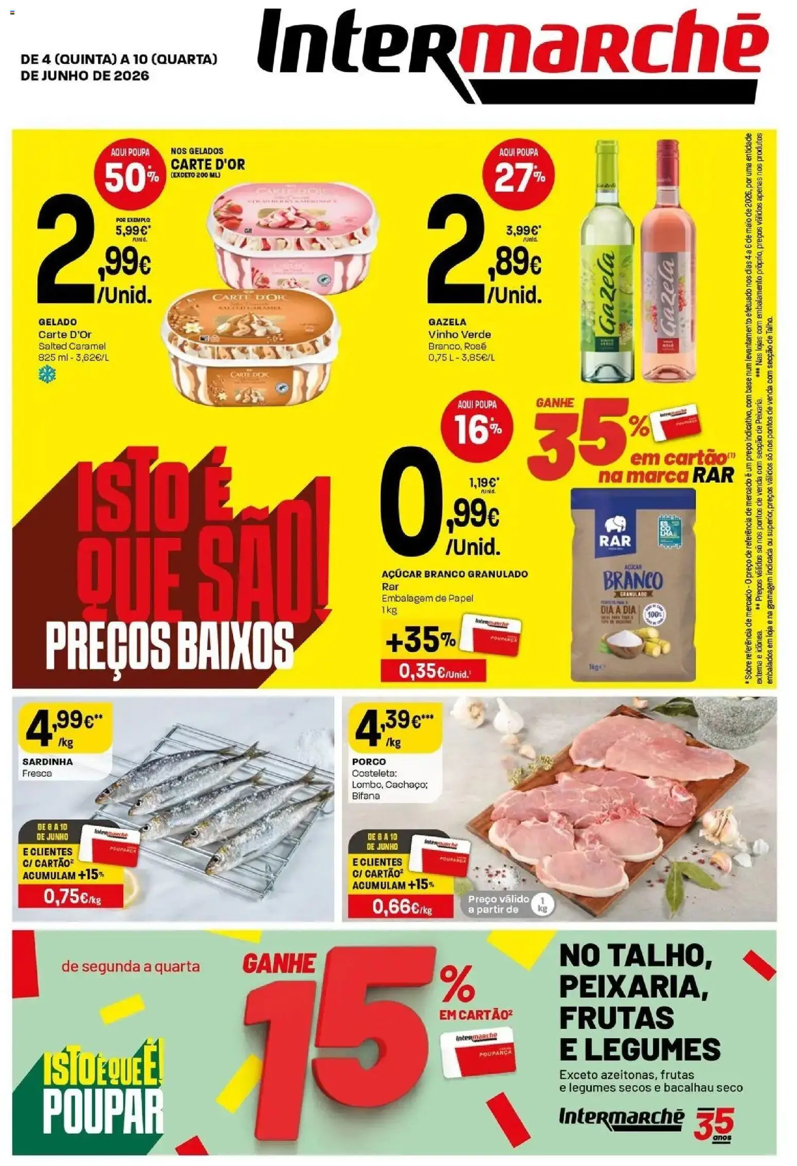 Intermarché folheto │ válido de 04/06/2026 | Página: 1 | Produtos: Base, Gelado, Vinho, Açúcar