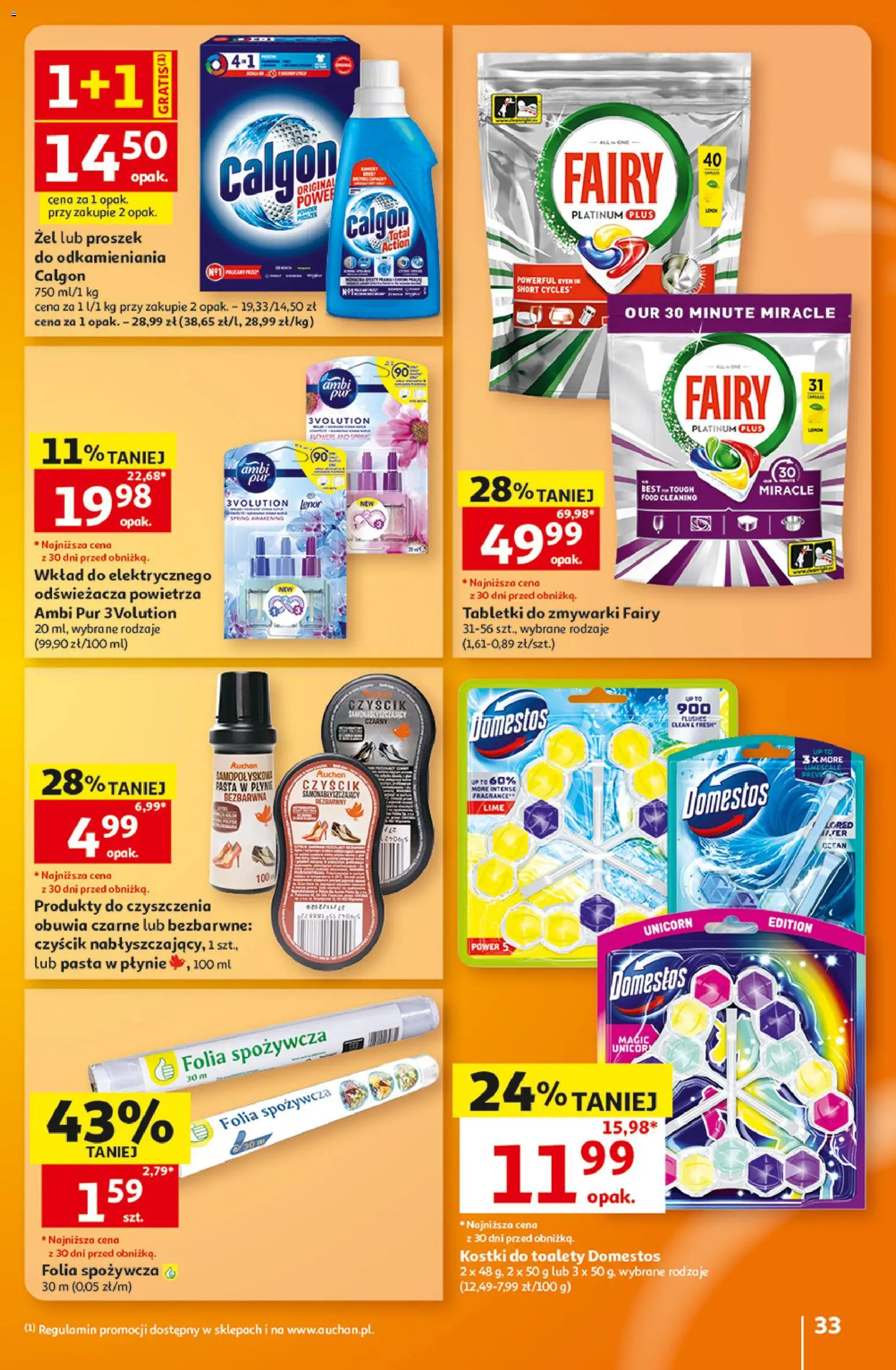 Auchan gazetka - Hipermarket od 29.10.2026 | Strona: 33 | Produkty: Calgon, Proszek, Folia, Pasta