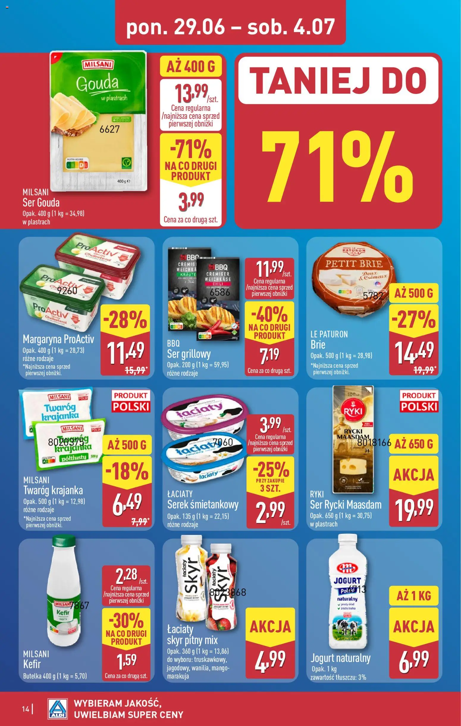 Aldi gazetka od 29.06.2026 | Strona: 14 | Produkty: Mango, Margaryna, Ser, Ser gouda