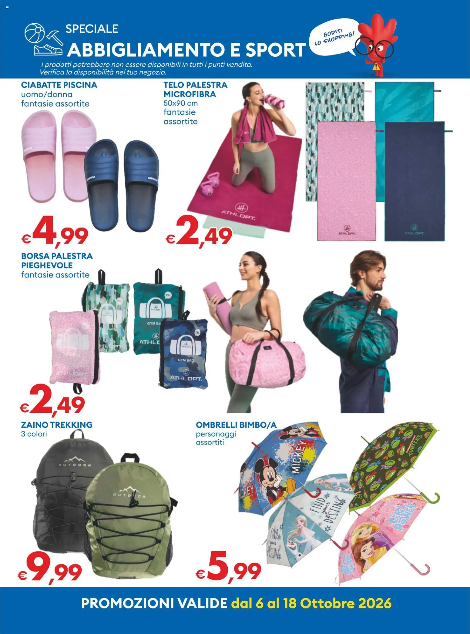 Volantino MD Discount del 06/10/2026 | Pagina: 27 | Prodotti: Ciabatte, Zaino, Piscina, Borsa