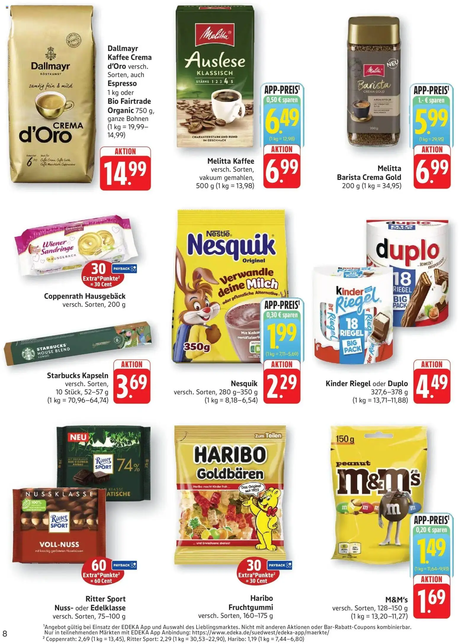 Edeka prospekt Kröppen – gültig ab 08.06.2026 | Seite: 8 | Produkte: Melitta kaffee, Kaffee, Ritter sport, Dallmayr