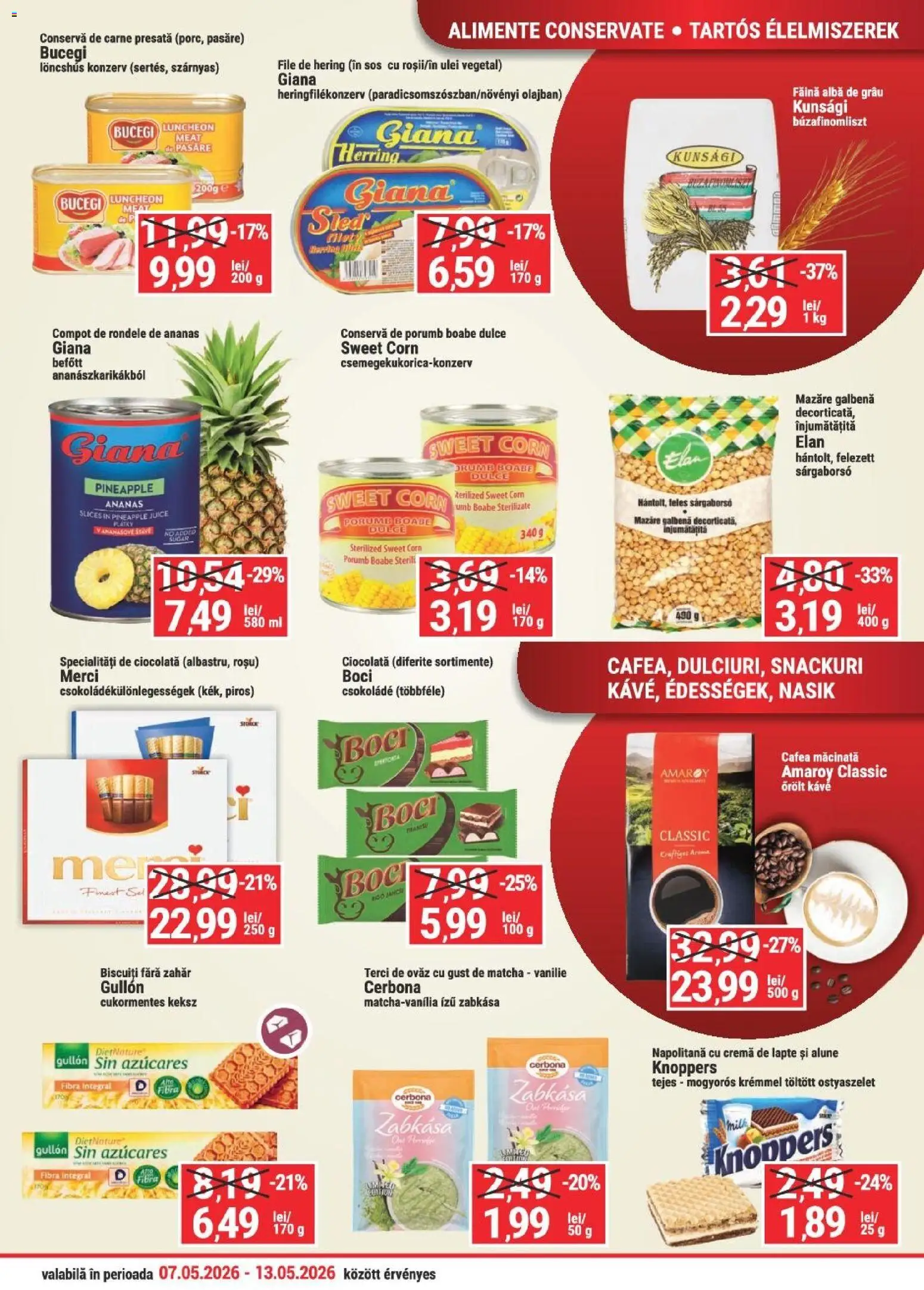 Noul catalog Merkur – valabil de la 07.05.2026 | Pagină: 3 | Produse: Mazăre, Cafea, Ananas, Compot