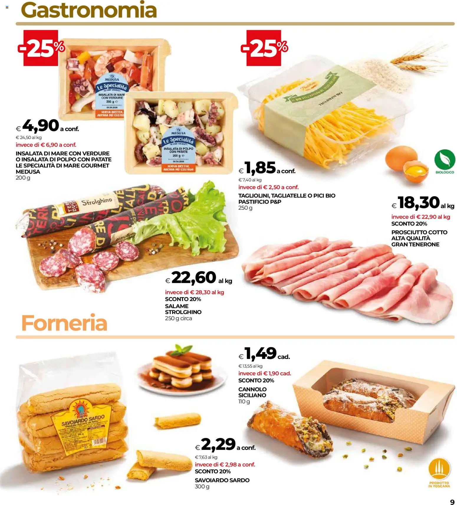 Volantino COOP del 16/07/2026 | Pagina: 9 | Prodotti: Prosciutto Cotto, Salame, Insalata, Patate