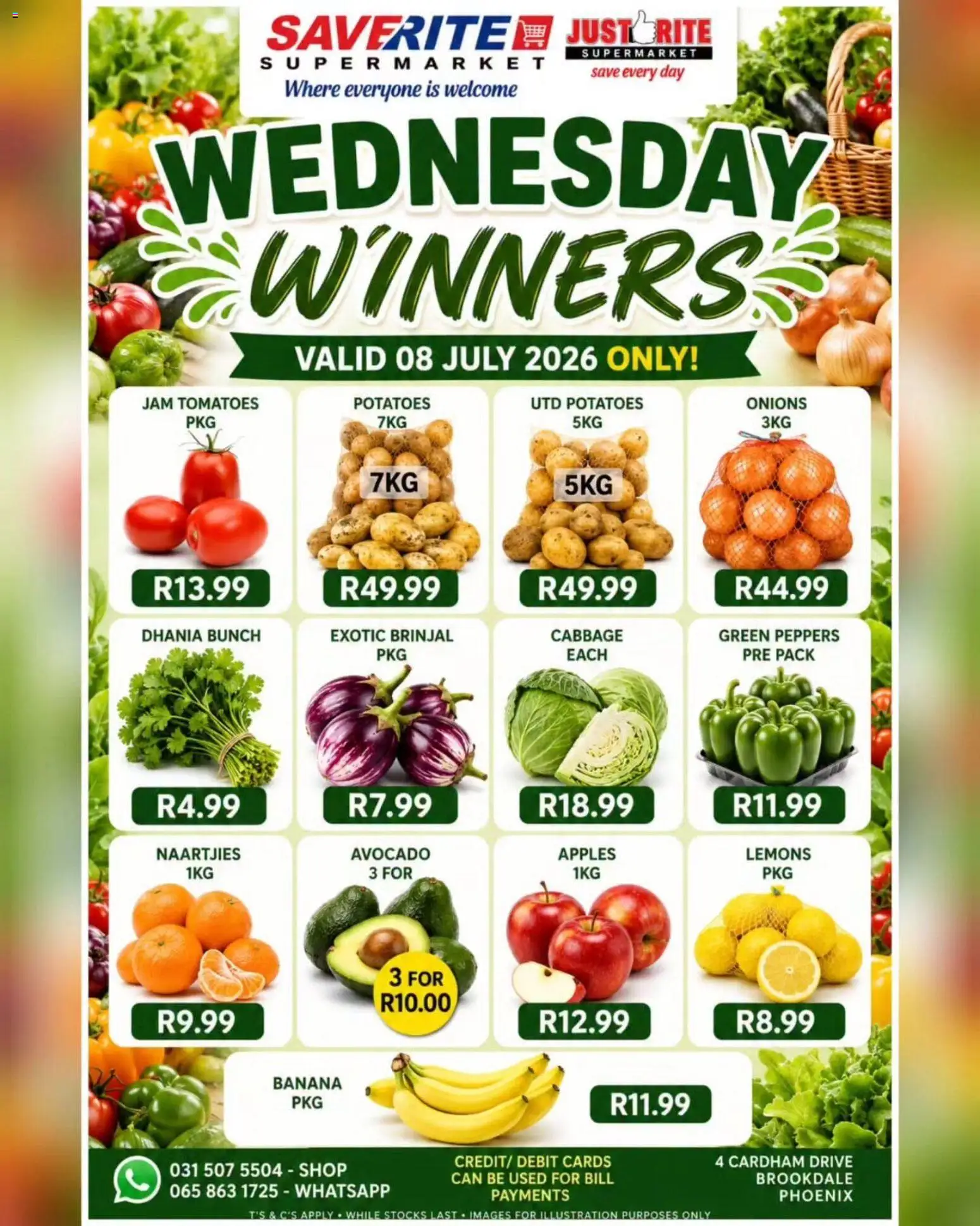 New Saverite catalogue – valid from 08/07/2026 | Page: 1 | Products: Apples, Tomatoes, Potatoes, Onions