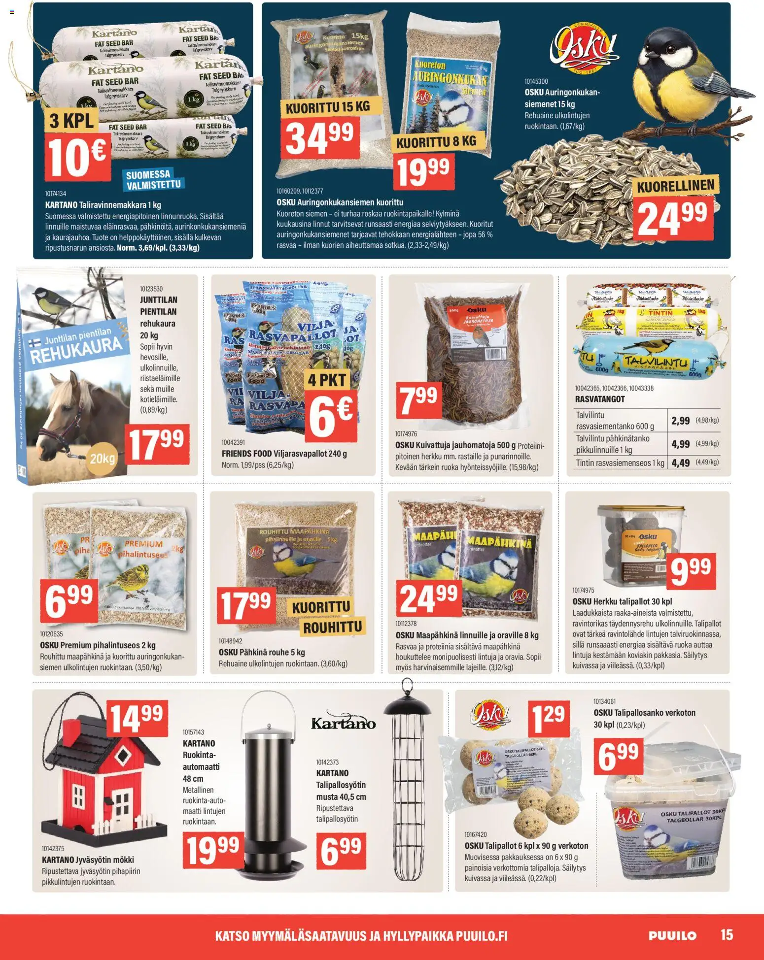 Puuilo tarjoukset – voimassa 26/10/2026 alkaen | Sivu: 15 | Tuotteet: Auringonkukansiemenet, Siemenet