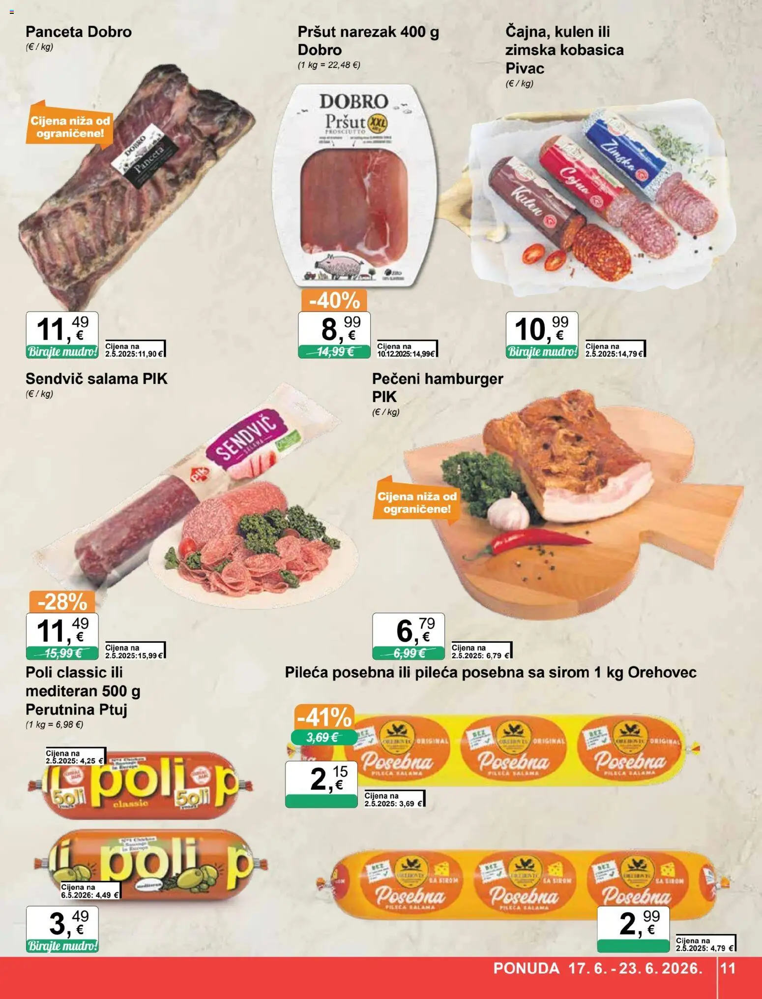 KTC katalog | vrijedi od 17.06.2026 | Stranica: 11 | Proizvodi: Narezak, Kobasica, Perutnina Ptuj, Panceta