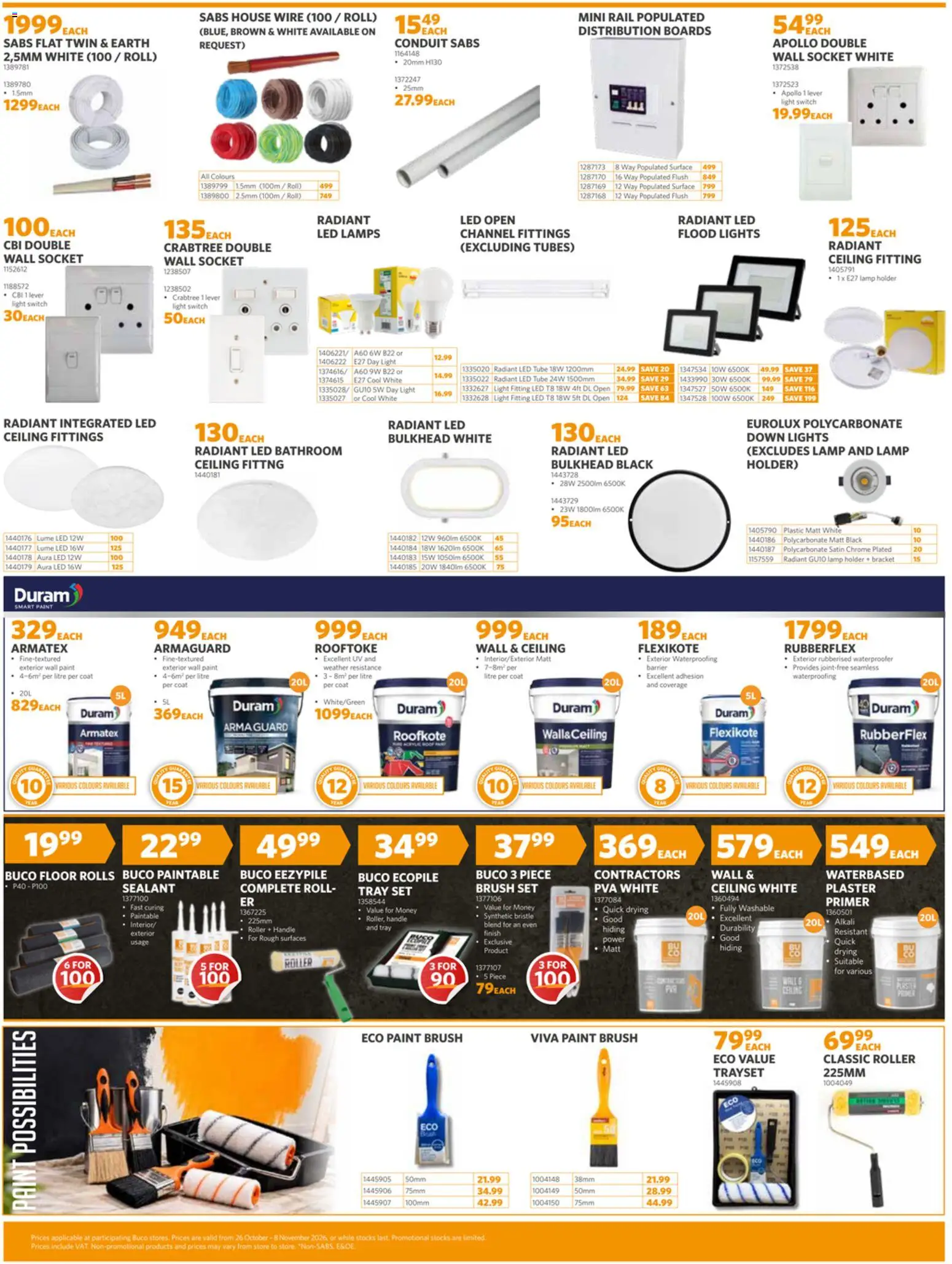 New BUCO catalogue – valid from 26/10/2026 | Page: 4 | Products: Paint, Socket, Light, Brush