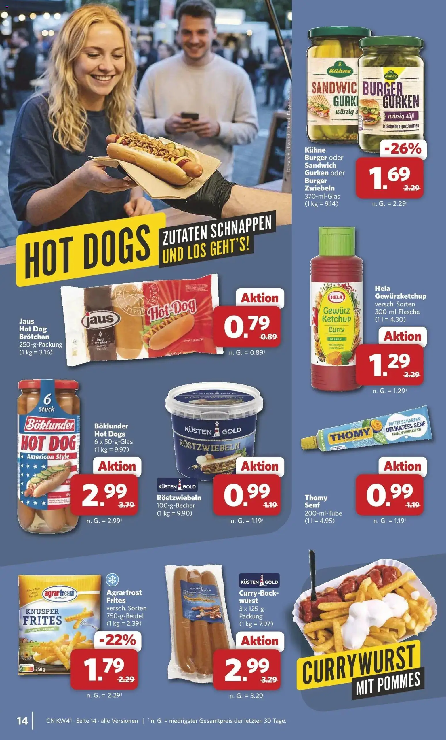 Combi Prospekt Rheine (ab 05.10.2026) zum Blättern | Seite: 14 | Produkte: Pommes, Burger, Zwiebeln, Gurken
