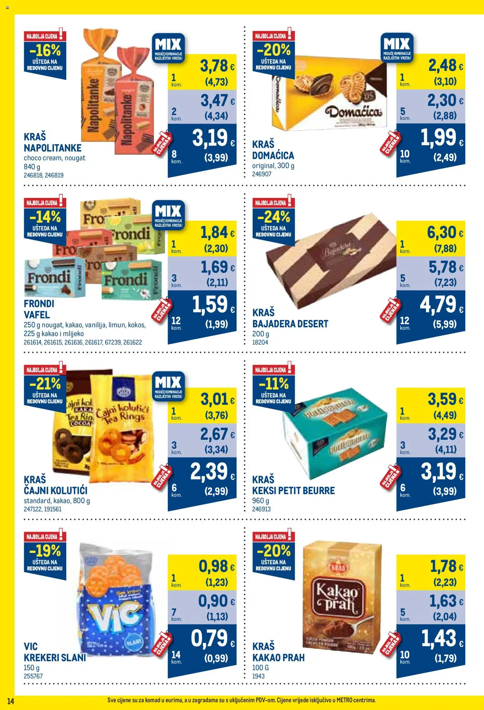 Metro katalog | vrijedi od 01.09.2026 | Stranica: 14 | Proizvodi: Čajni kolutići, Petit Beurre, Krekeri, Kakao