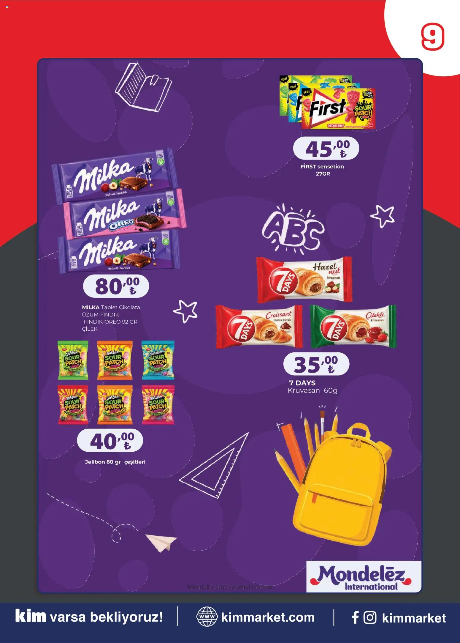 Kim Market Okula hazırlık - 05 Eylül 2026 tarihinden itibaren geçerlidir | Sayfa: 9 | Ürünler: Çikolata, Fındık, Üzüm, Tablet