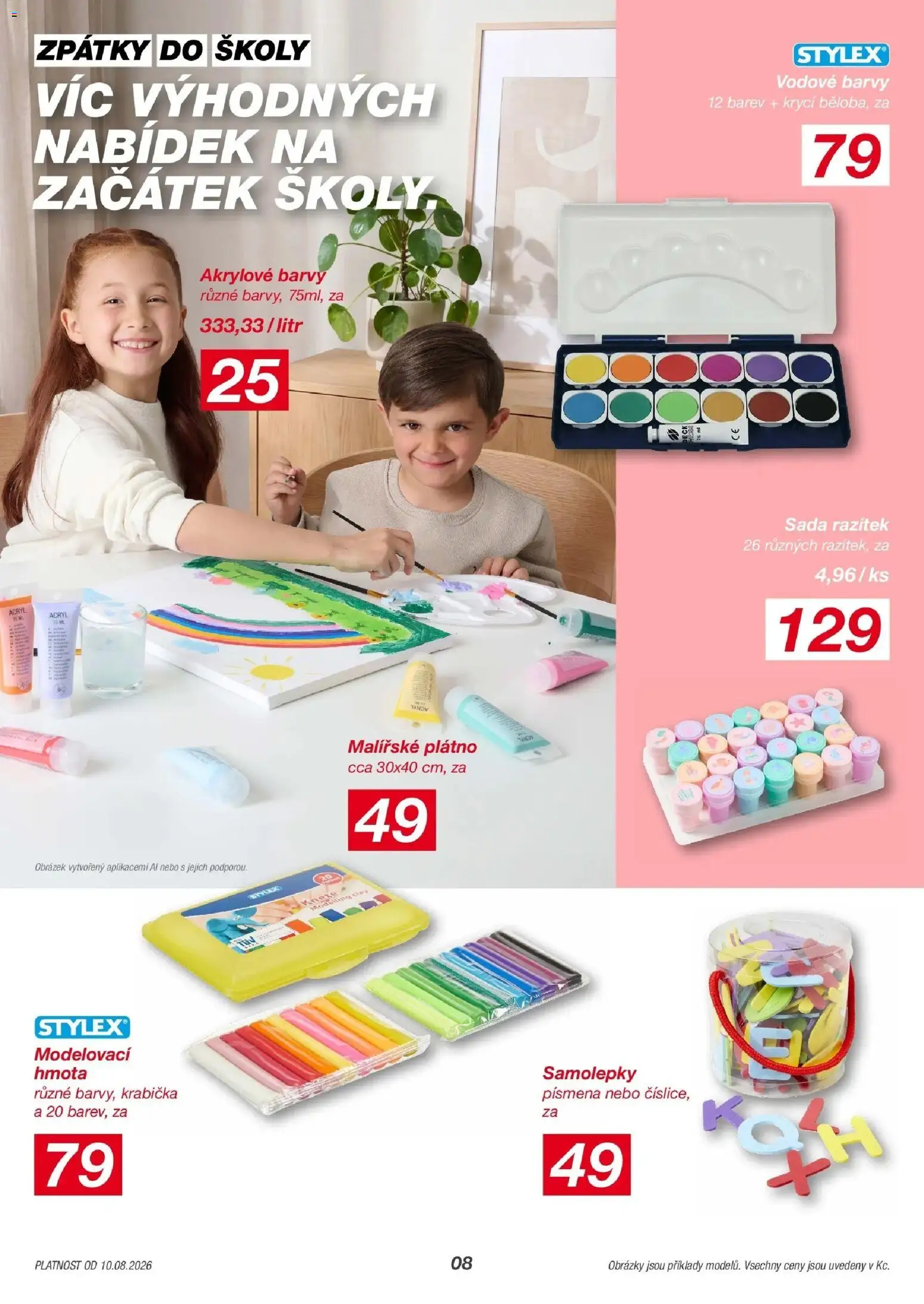 KIK leták 10.08.2026 - Leták příští týden | Strana: 8 | Produkty: Akrylové barvy, Krabička, Samolepky, Barvy