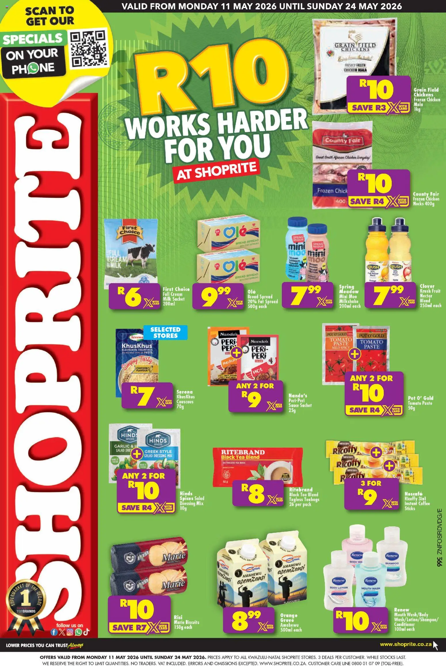 New Shoprite catalogue – valid from 11.05.2026 | Page: 1 | Products: Bread, Pasta, Spices, Fruit