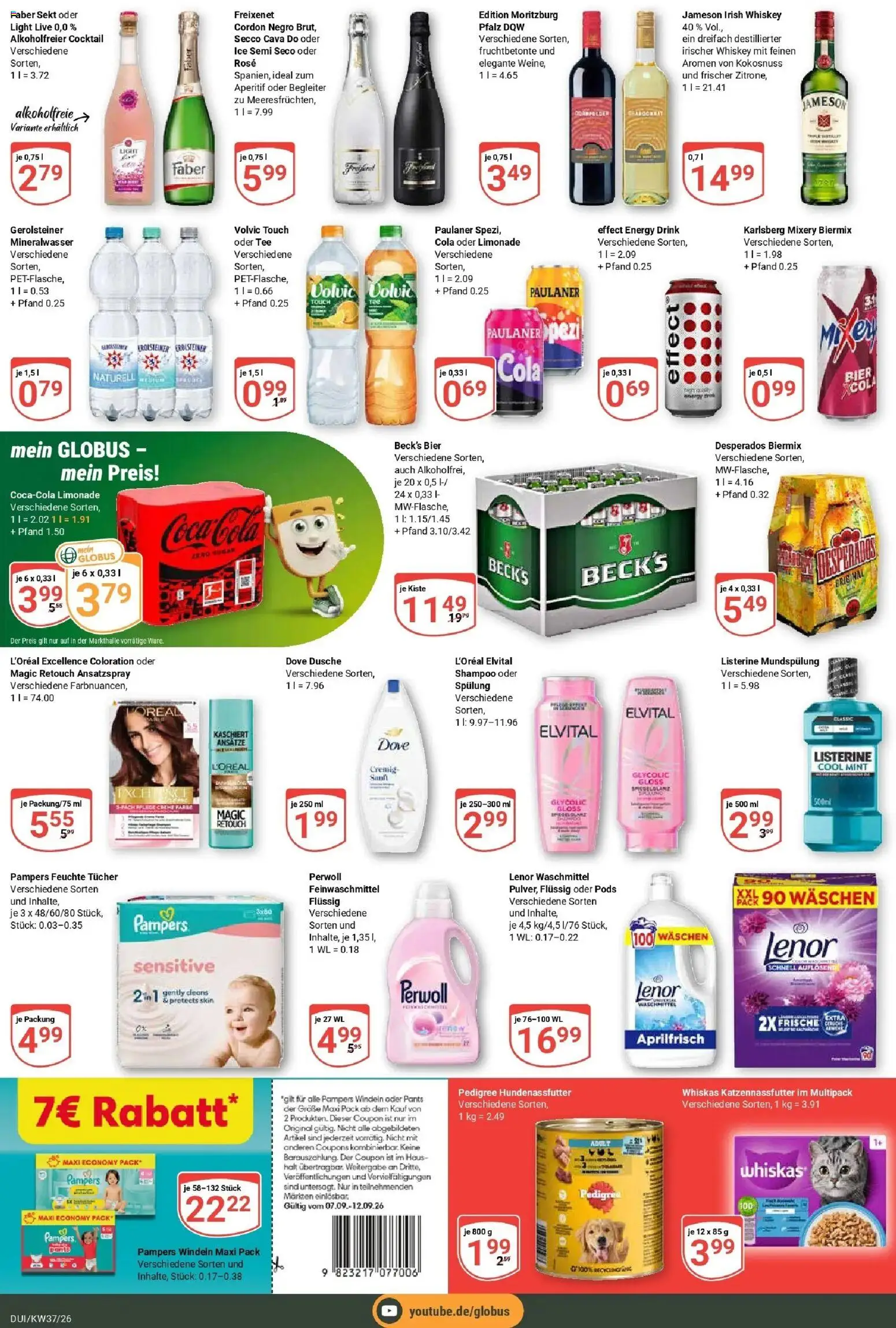Globus Prospekt Duisburg (ab 07.09.2026) » Angebote online | Seite: 8 | Produkte: Coca cola, Spülung, Mixery, Gerolsteiner
