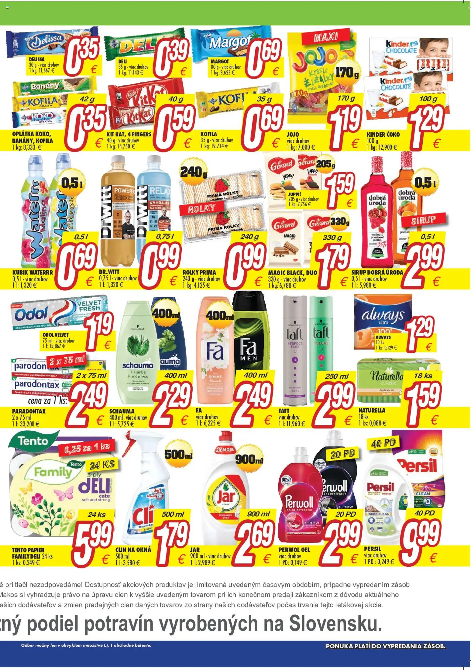 Nové Makos akcie – leták je platný od 17.08.2026 | Strana: 3 | Produkty: Banány, Persil, Perwoll, Sirup