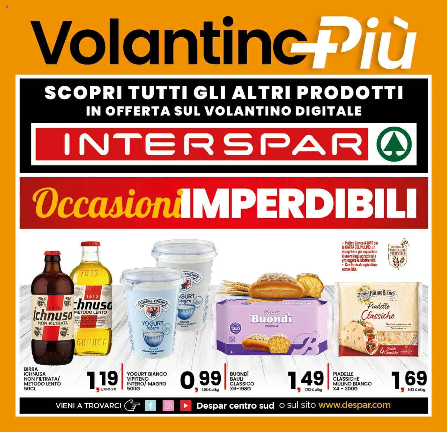Volantino Interspar del 21/09/2026 | Pagina: 21 | Prodotti: Yogurt, Farina, Yogurt bianco, Birra Ichnusa