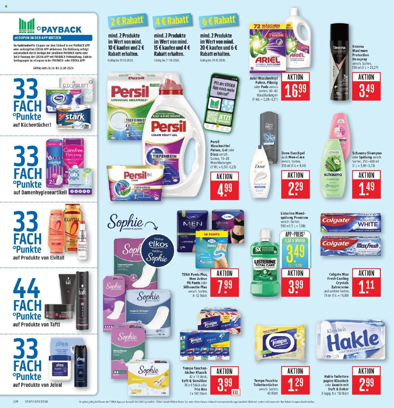 Marktkauf Prospekt Friedrichshafen (ab 26.10.2026) » Angebote online | Seite: 28 | Produkte: Ariel, Taschen, Shampoo, Wasser
