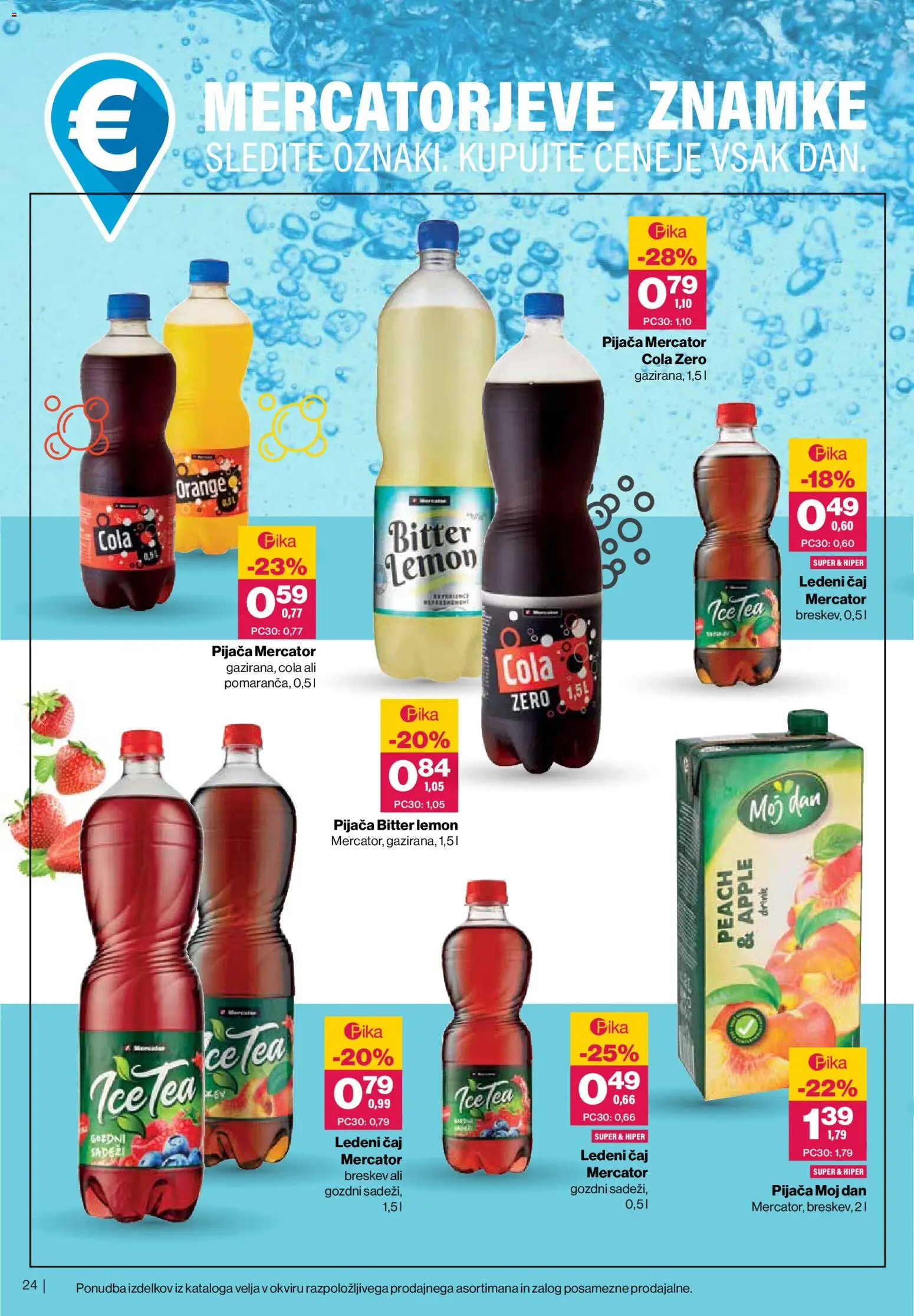Novi Mercator katalog ponudbe – veljaven od 27.05.2026 | Stran: 24 | Izdelki: Ledeni čaj, Caj, Breskev