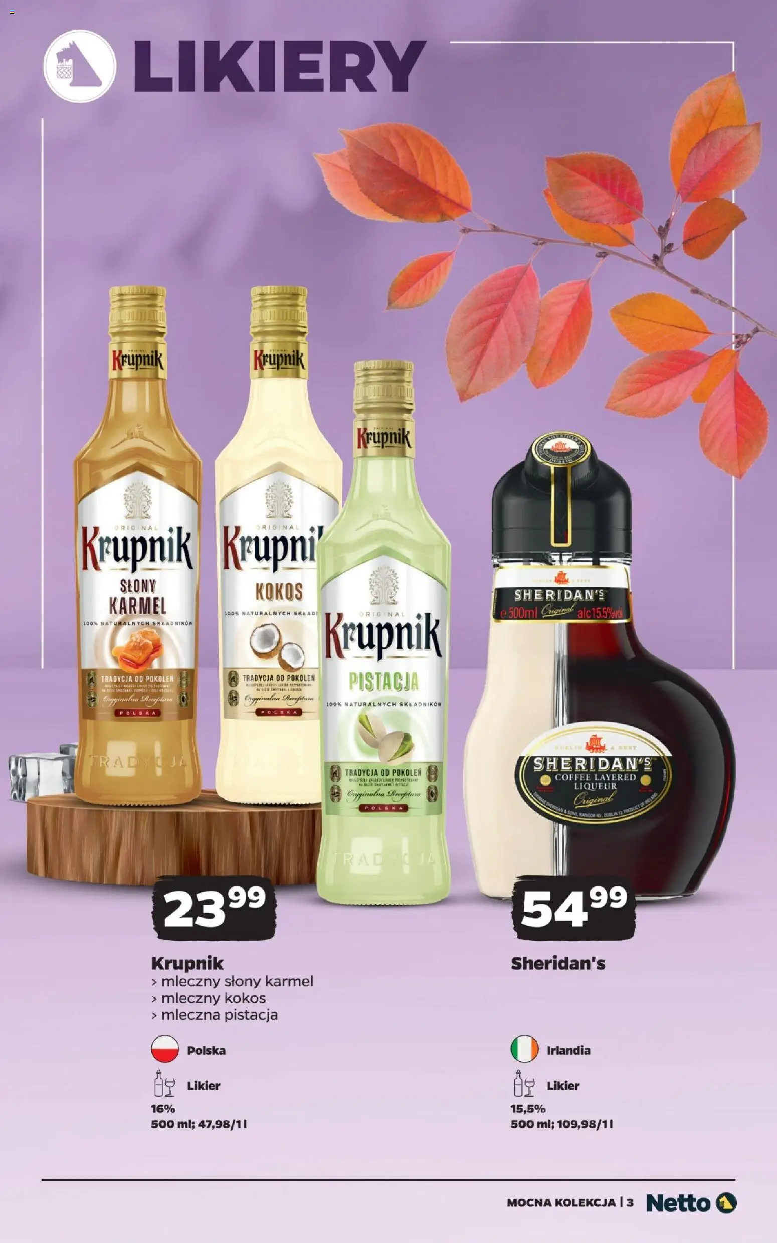 Netto gazetka - Mocne alkohole od 25.10.2026 | Strona: 3 | Produkty: Słony karmel, Sheridan's, Krupnik słony karmel, Kokos