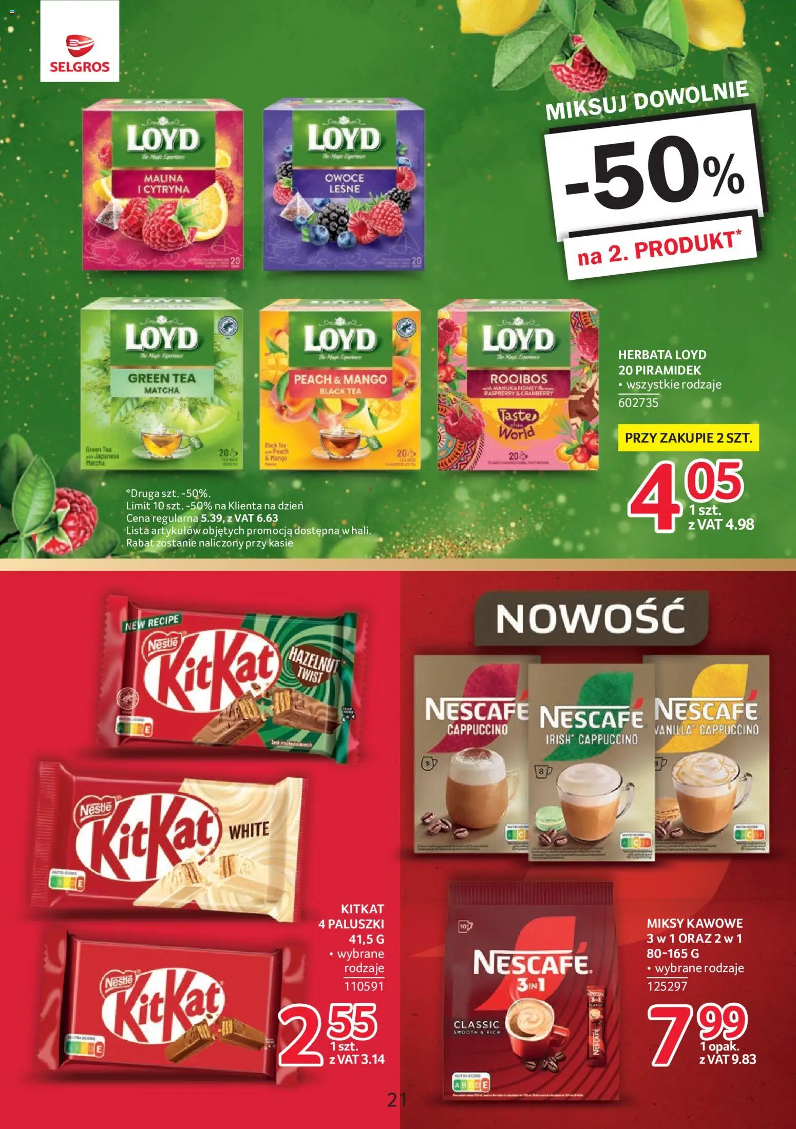 Selgros cash&carry gazetka - Markowe produkty od 18.06.2026 | Strona: 21 | Produkty: Mango, Nescafe, Cappuccino, Paluszki
