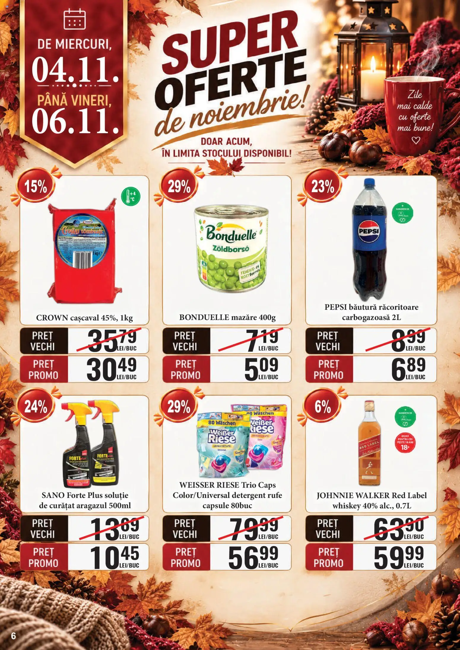 Noul catalog CBA – valabil de la 01.11.2026 | Pagină: 6 | Produse: Detergent Rufe, Bautura racoritoare, Pepsi, Pește