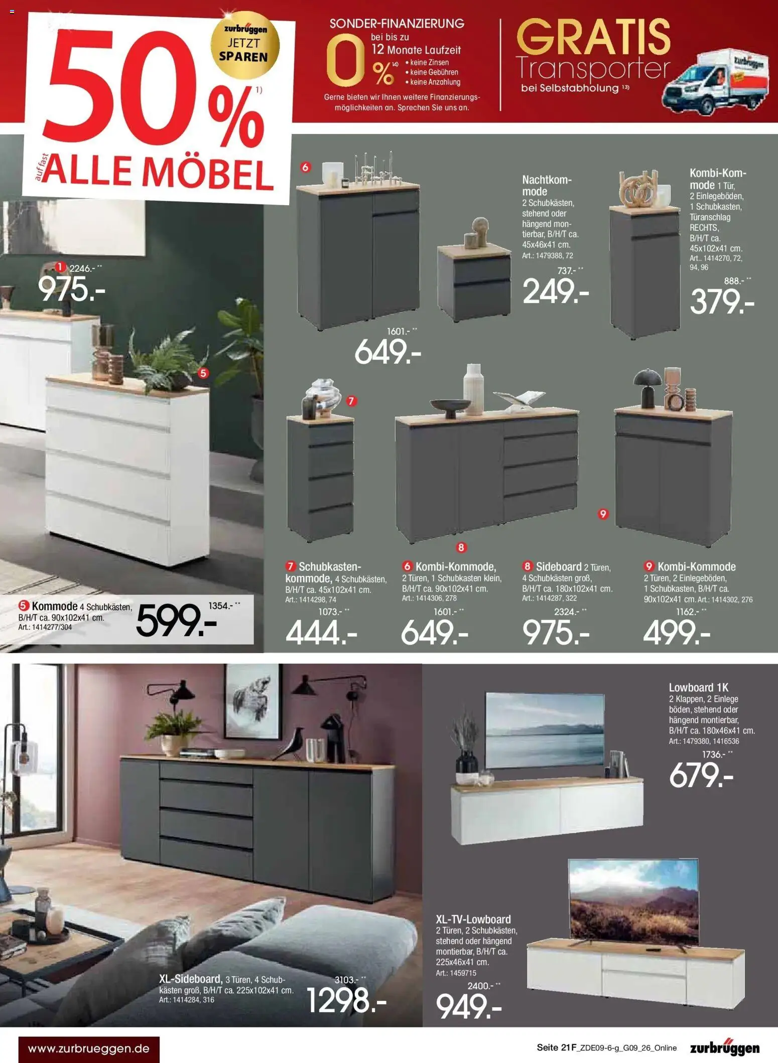 Zurbrüggen Prime Shopping week – gültig ab 12.09.2026 | Seite: 39 | Produkte: Sideboard, Lowboard, Kommode