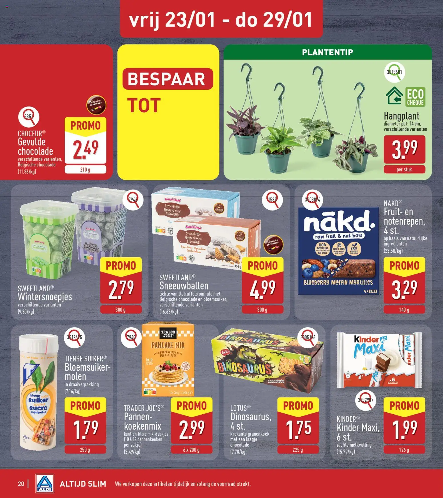 {H1} | Pagina: 20 | Producten: Muffin, Pannenkoeken, Kinder, Fruit