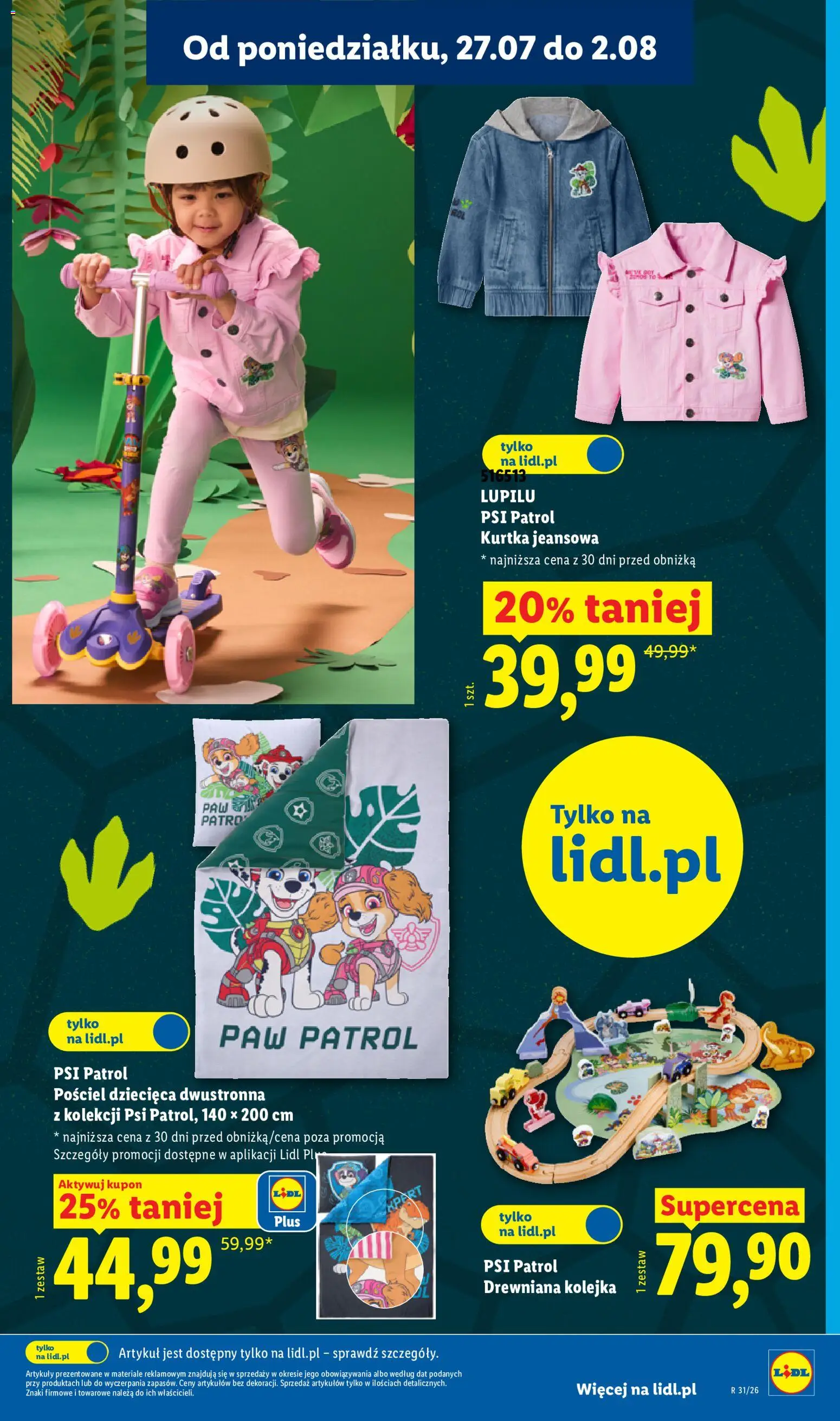 Lidl Katalog od 27.07.2026 | Strona: 29 | Produkty: Pościel, Kurtka, Kolejka drewniana