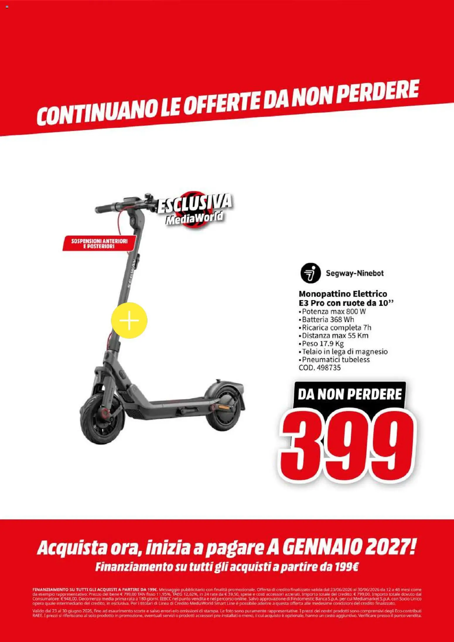 Volantino Media World del 23/06/2026 | Pagina: 55 | Prodotti: Monopattino, Batteria, Monopattino elettrico