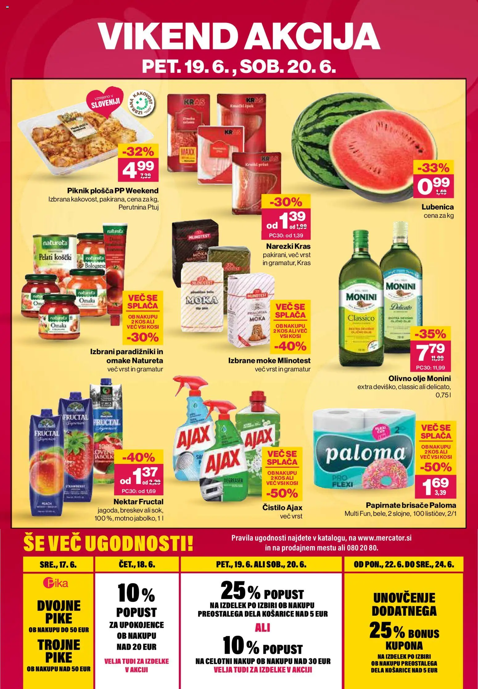 Novi Mercator katalog ponudbe – veljaven od 18.06.2026 | Stran: 40 | Izdelki: Lubenica, Papirnate brisače, Kos, Olje