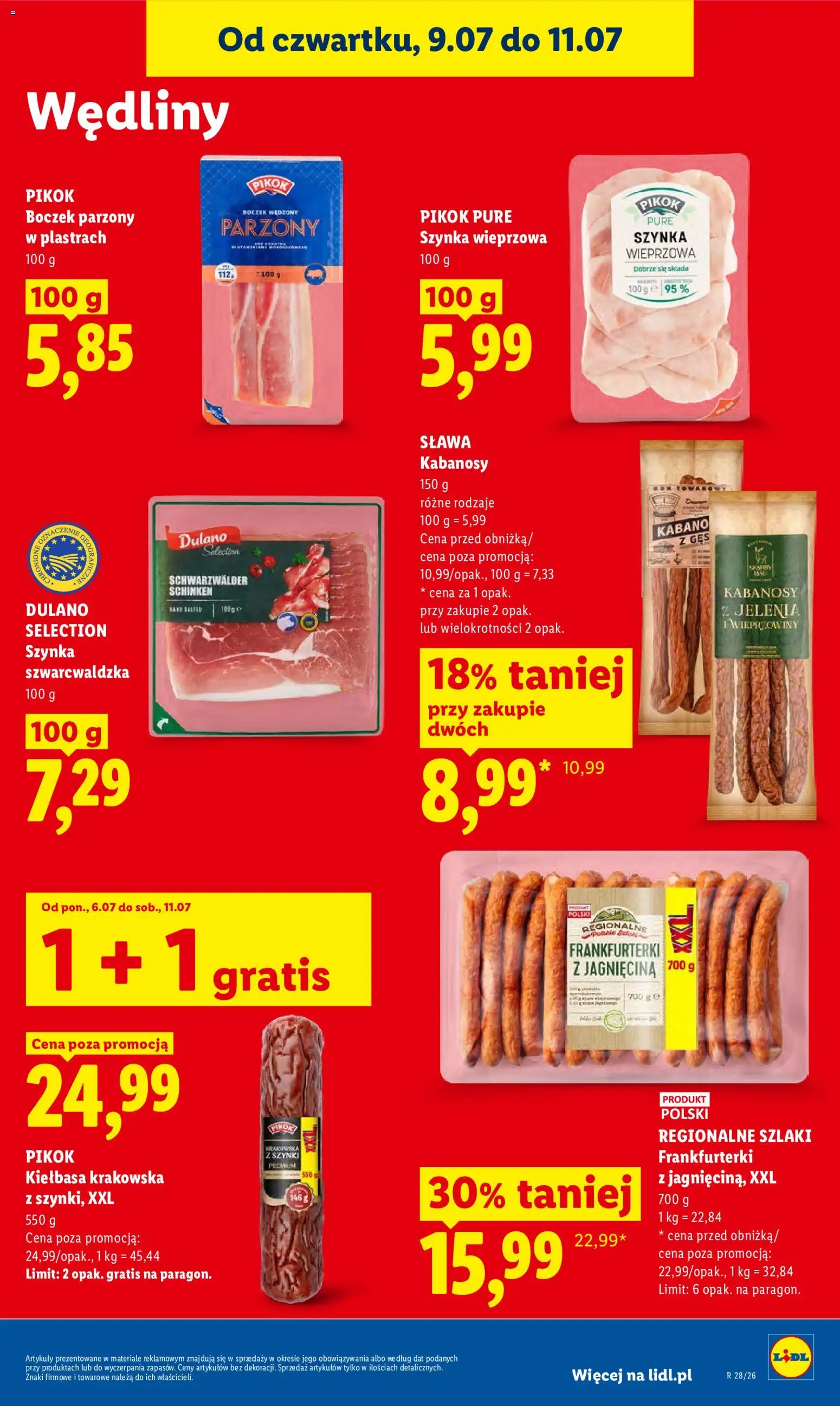 Lidl gazetka od 09.07.2026 | Strona: 61 | Produkty: Kiełbasa, Gęś, Frankfurterki, Boczek parzony