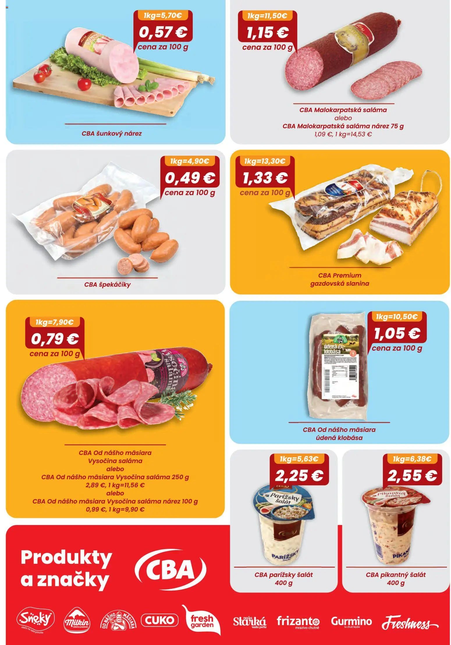 Nové CBA Verex akcie – leták je platný od 06.08.2026 | Strana: 26 | Produkty: Saláma, Slanina, Klobása, Špekáčiky