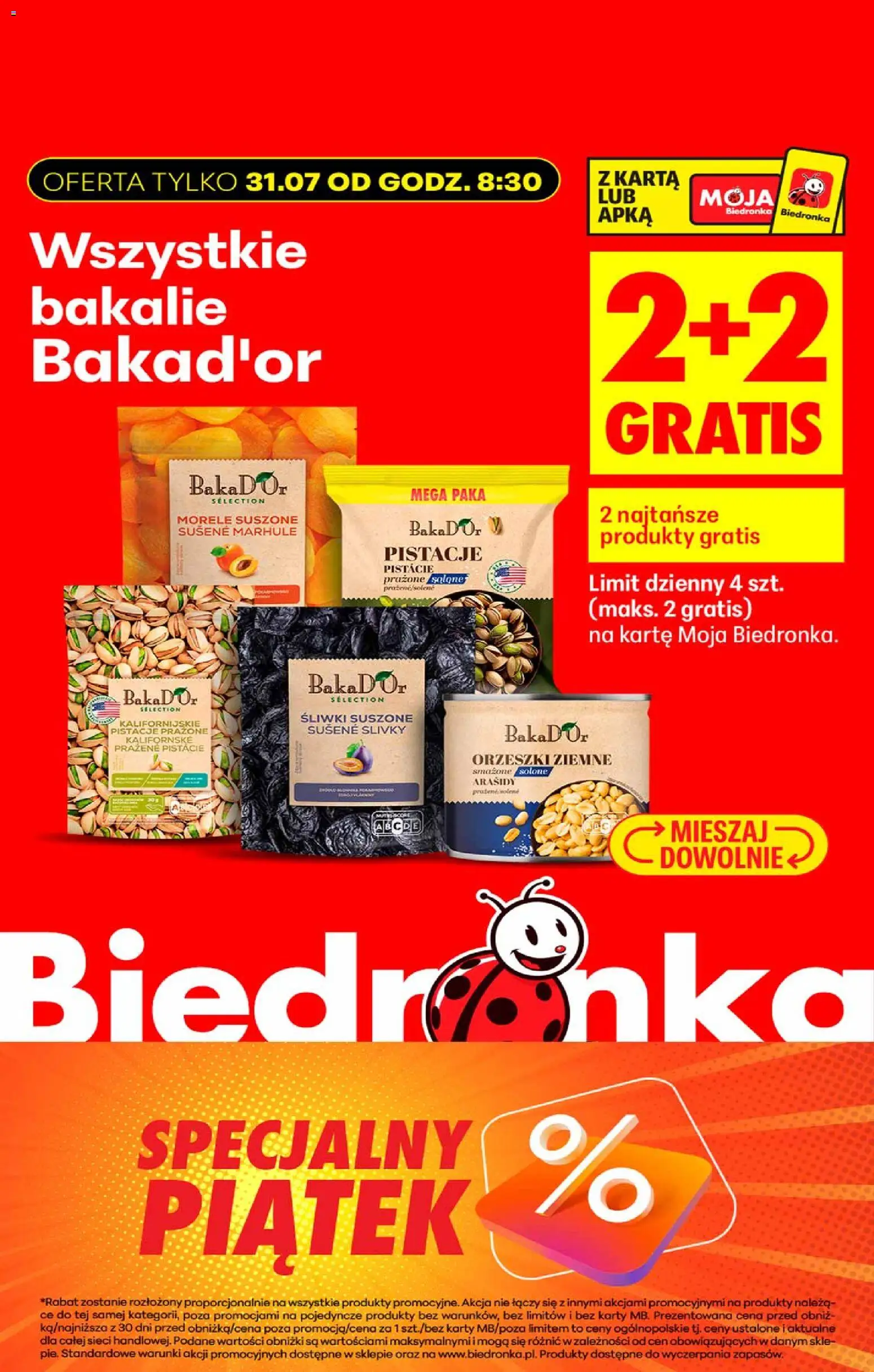 Biedronka gazetka - Okazje piątek od 31.07.2026 | Strona: 3 | Produkty: Morele, Śliwki, Śliwki suszone, Orzeszki ziemne