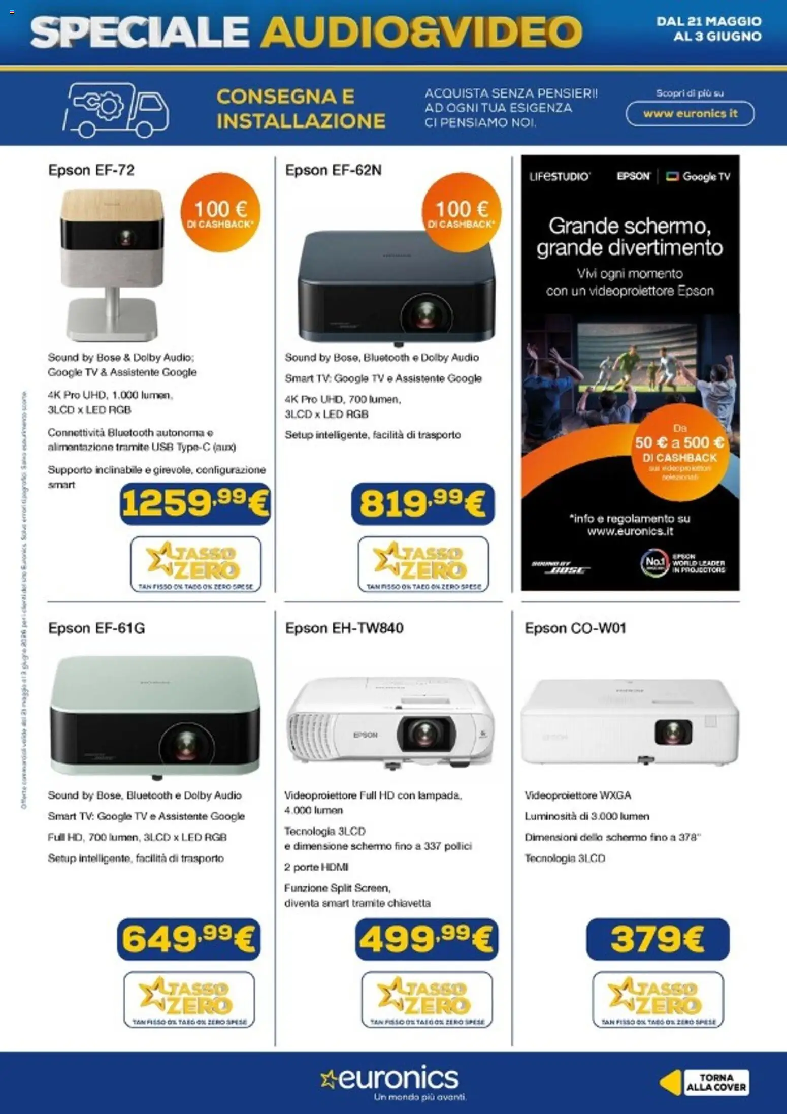 Volantino Euronics del 21.05.2026 | Pagina: 21 | Prodotti: Schermo, smart TV, TV, Audio