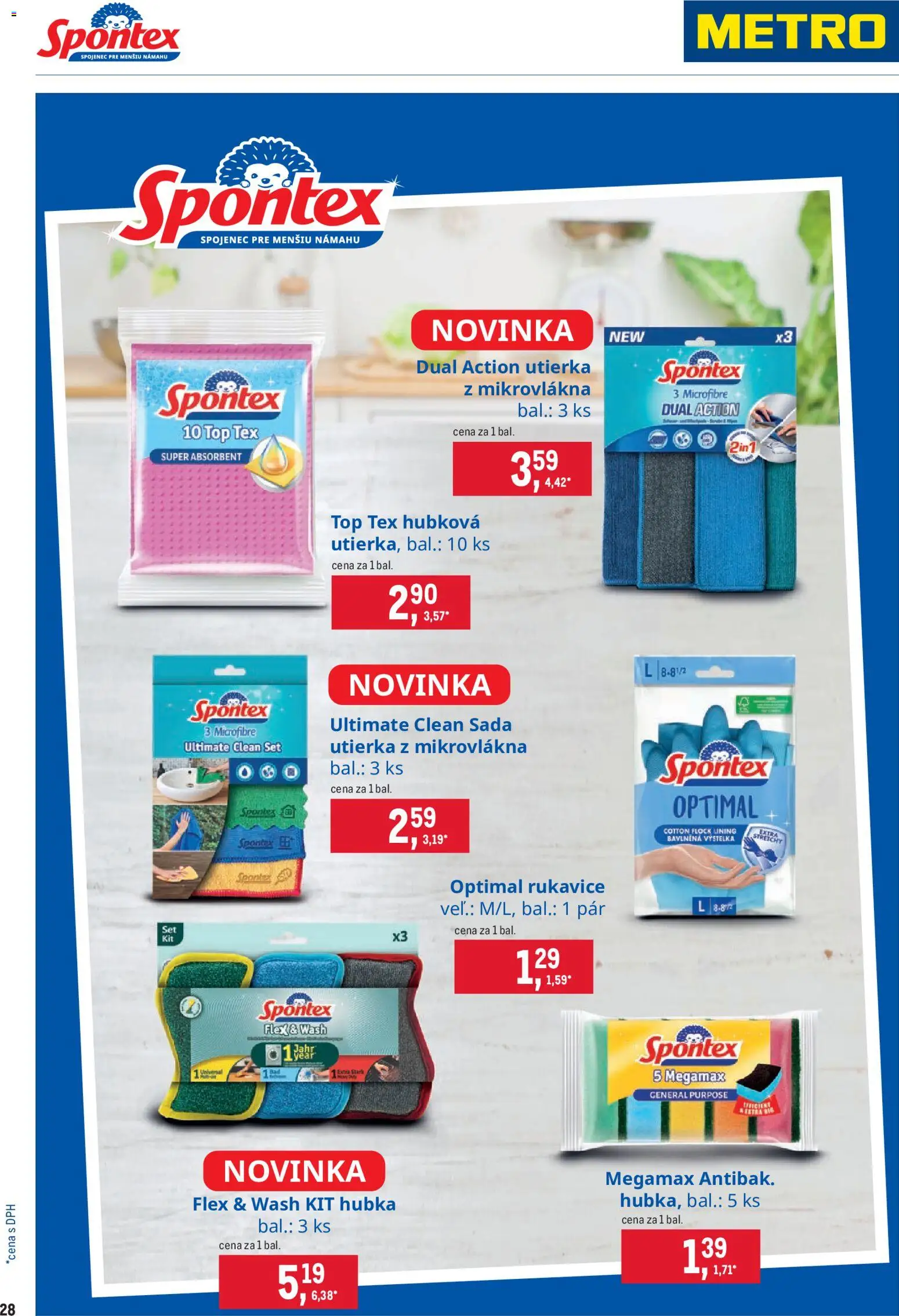 Nové Metro akcie – leták je platný od 20.05.2026 | Strana: 28 | Produkty: Hubka, Rukavice