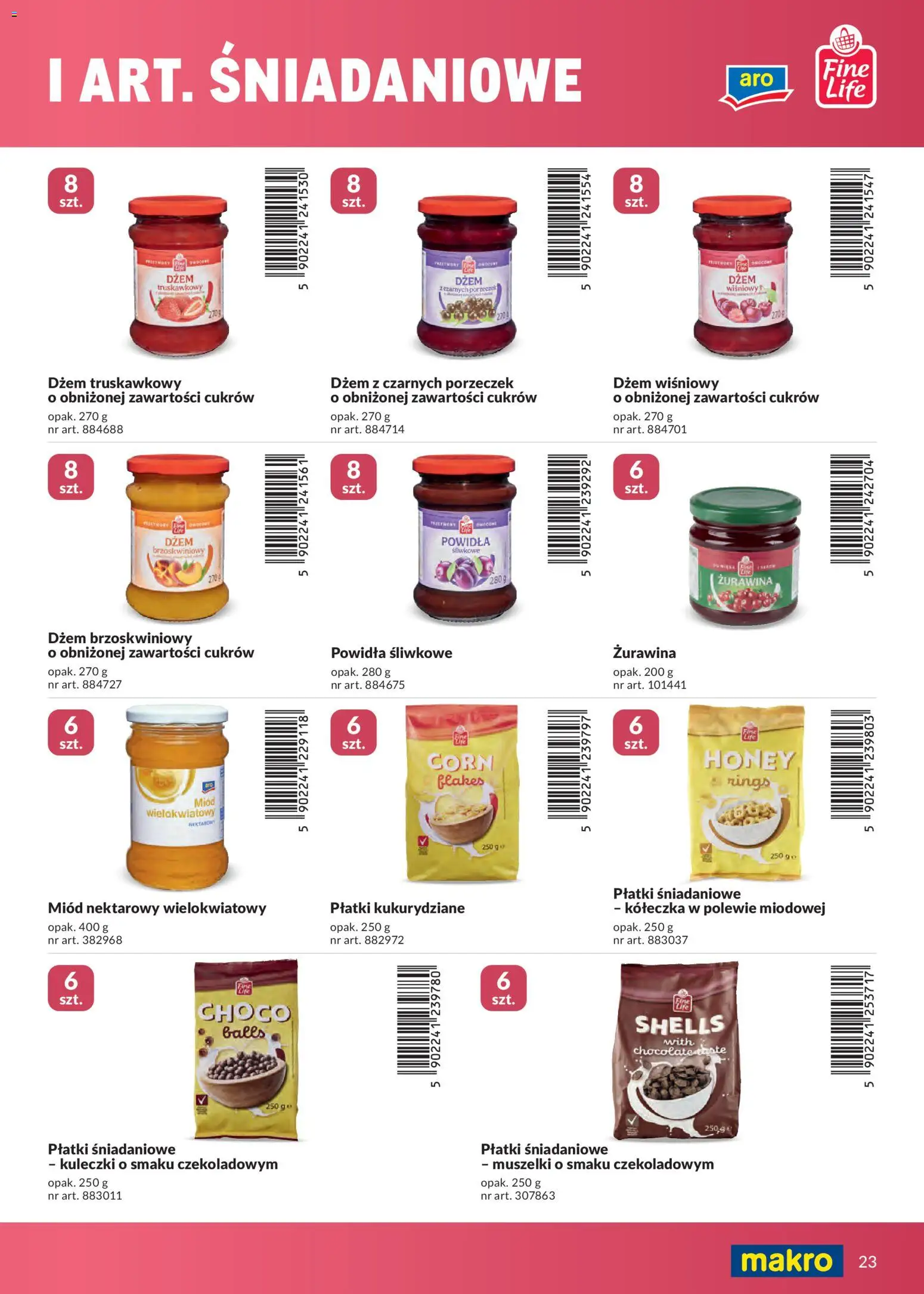 Makro gazetka - Marki własne dla Twojego sklepu od 23.04.2026 | Strona: 23 | Produkty: Powidła śliwkowe, Płatki kukurydziane, Żurawina, Dżem