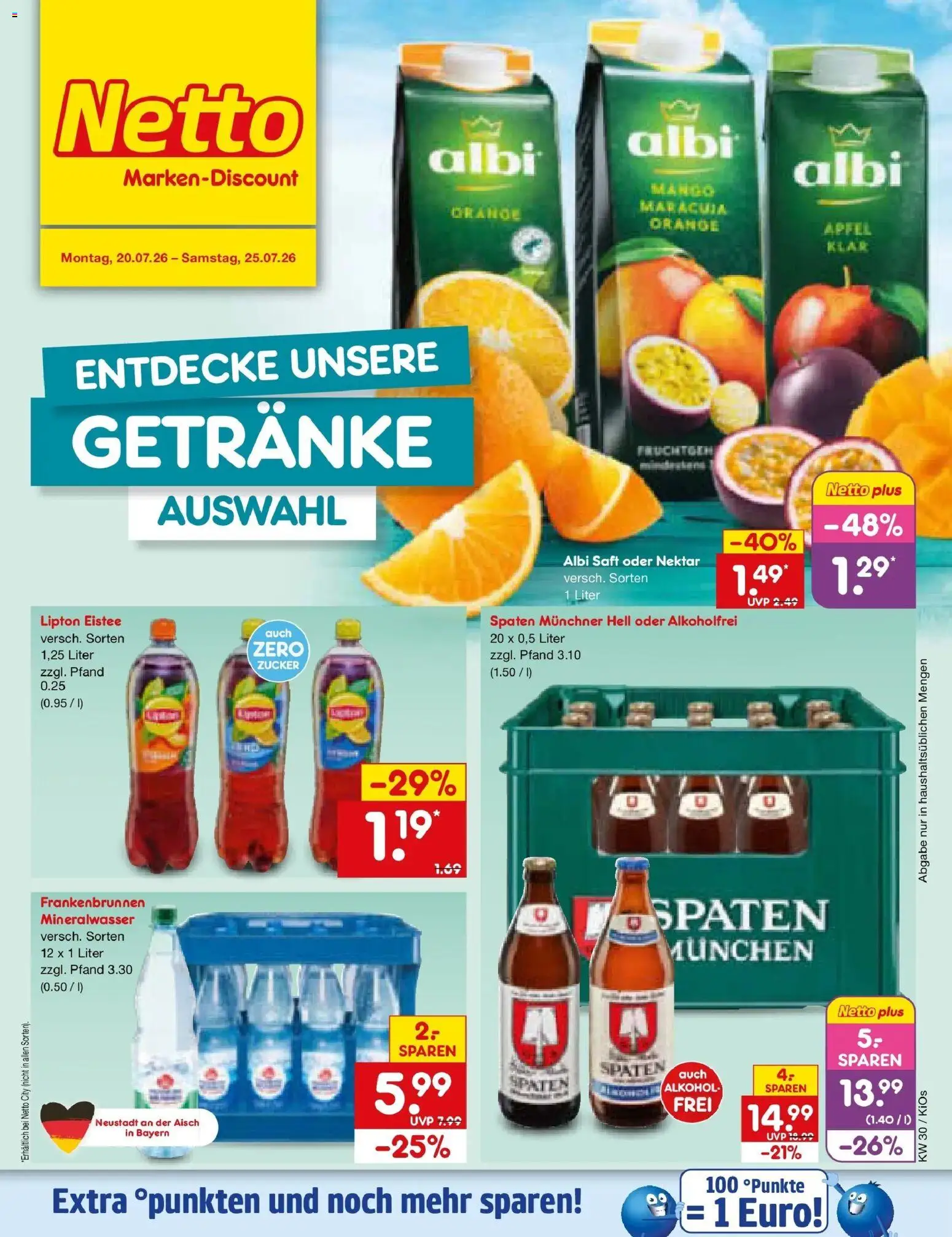 Netto Marken-Discount Prospekt Oberhaid – gültig ab 20.07.2026 | Seite: 54 | Produkte: Äpfel, Mineralwasser, Zucker, Saft