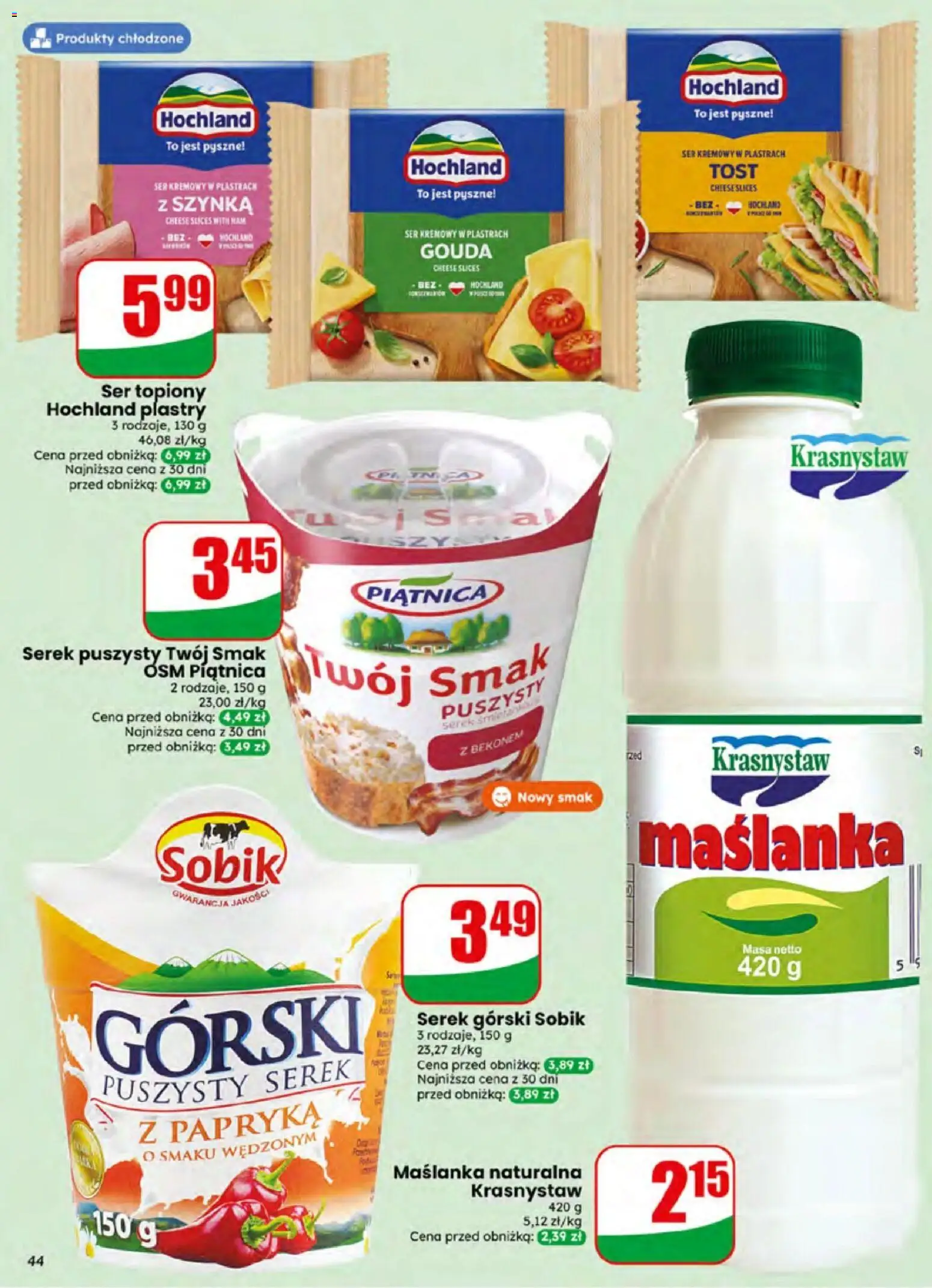 Dino gazetka od 24.06.2026 | Strona: 44 | Produkty: Maślanka, Serek, Szynka, Papryka