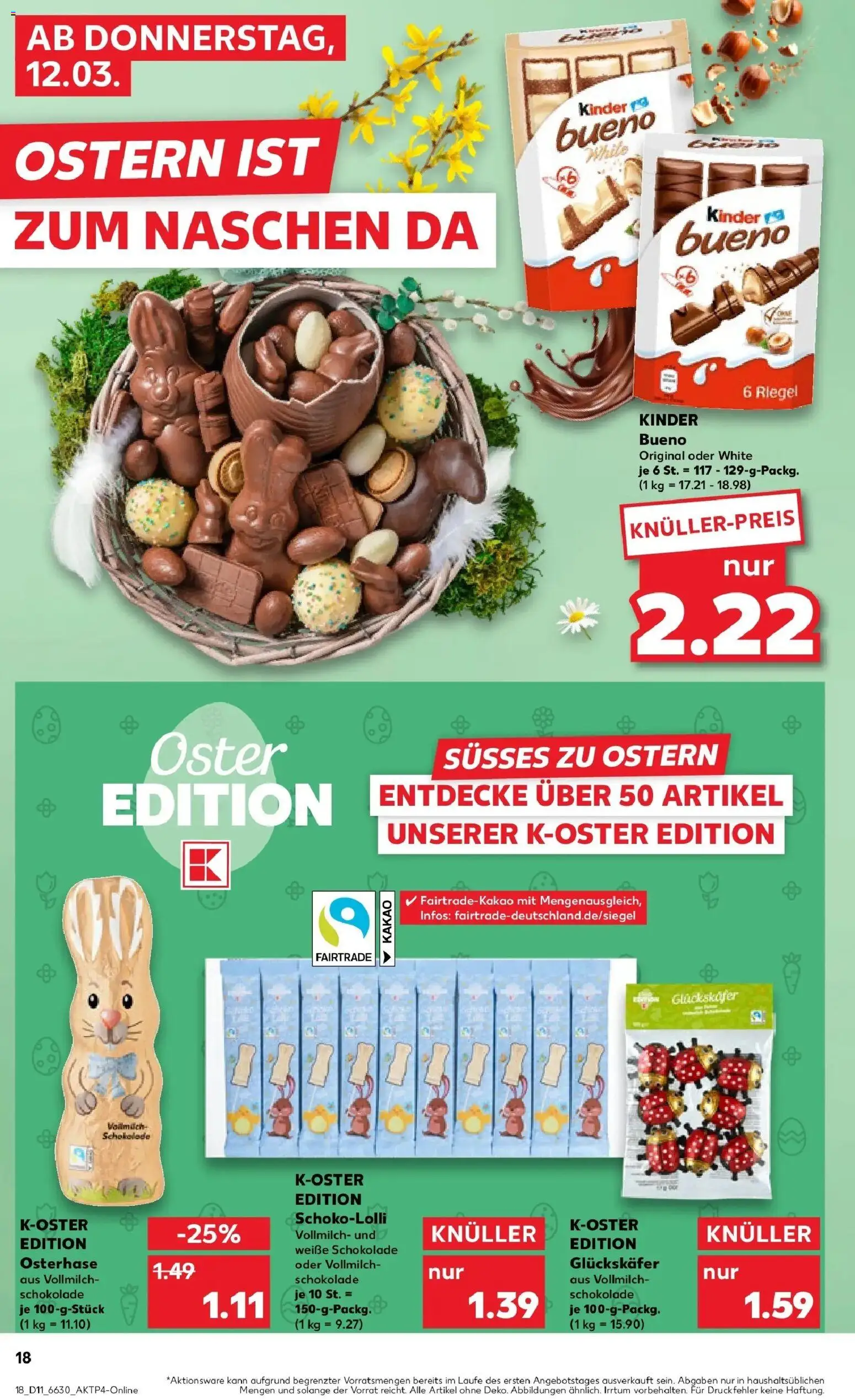 Kaufland Prospekt Iserlohn	 – gültig ab 09.03.2026 | Seite: 30 | Produkte: Schokolade, Kinder bueno