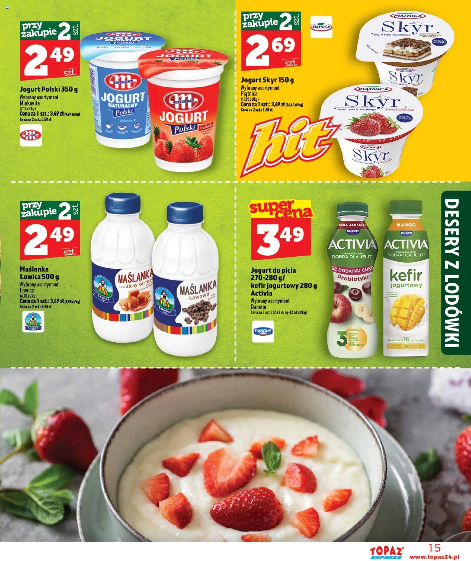 Topaz gazetka - Express od 25.06.2026 | Strona: 15 | Produkty: Mango, Kefir, Tiramisu, Jogurt