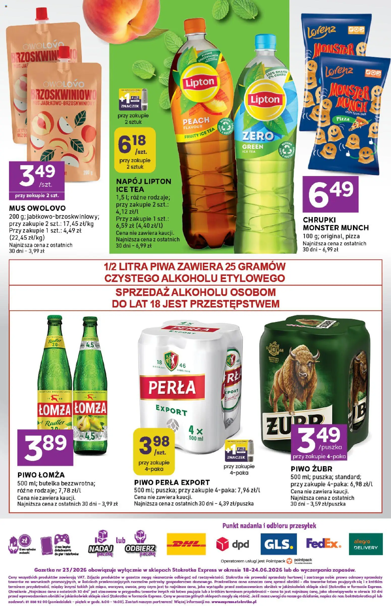 Stokrotka gazetka - Express od 18.06.2026 | Strona: 6 | Produkty: Piwo żubr, Ice Tea, Piwo perła, Piwo