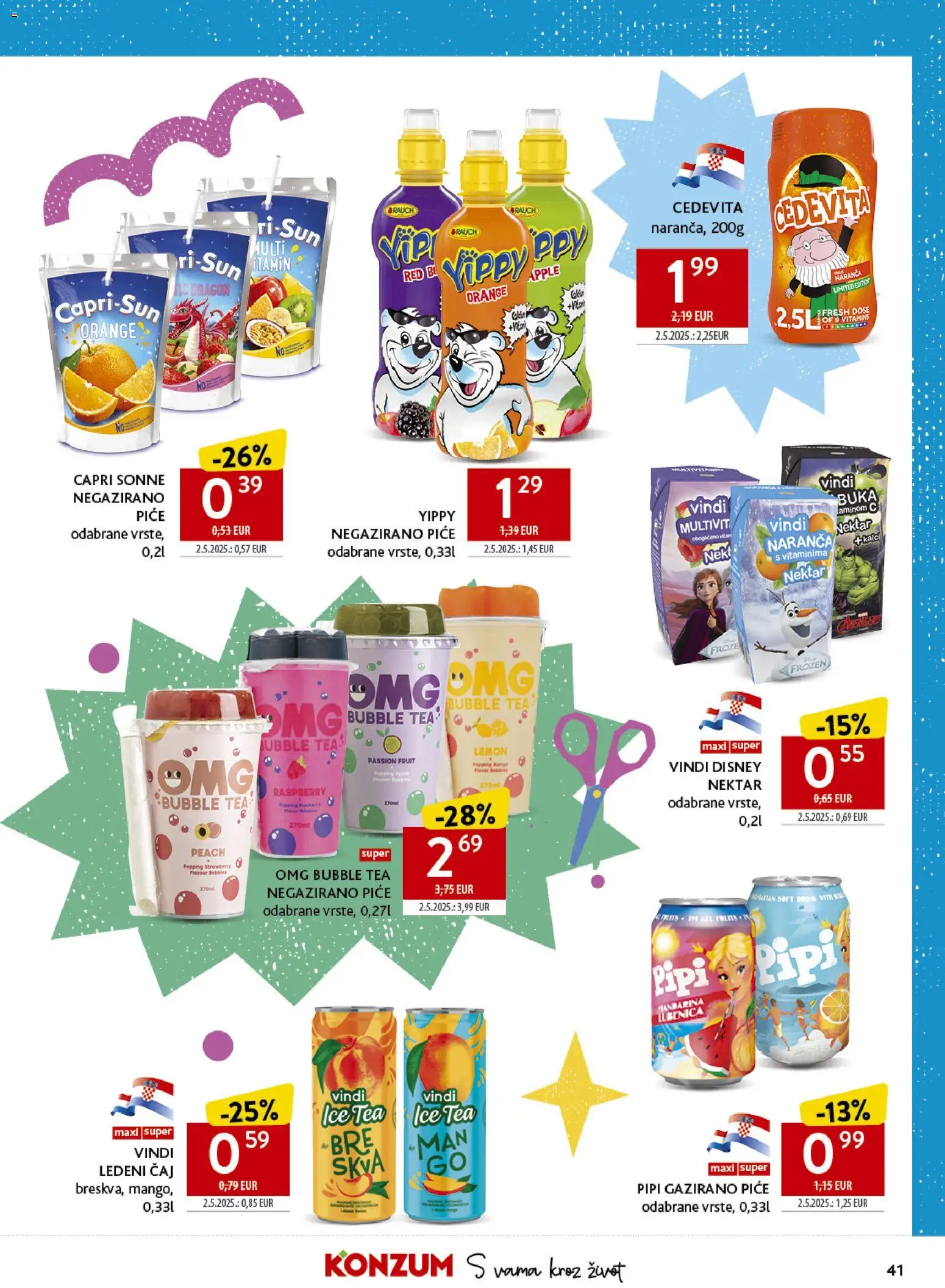 Konzum HR akciós ujság - amely érvényes a következő dátumtól: 2026.08.17. | Oldal: 41 | Termékek: Vitamin, Ice tea, Tea, Rauch