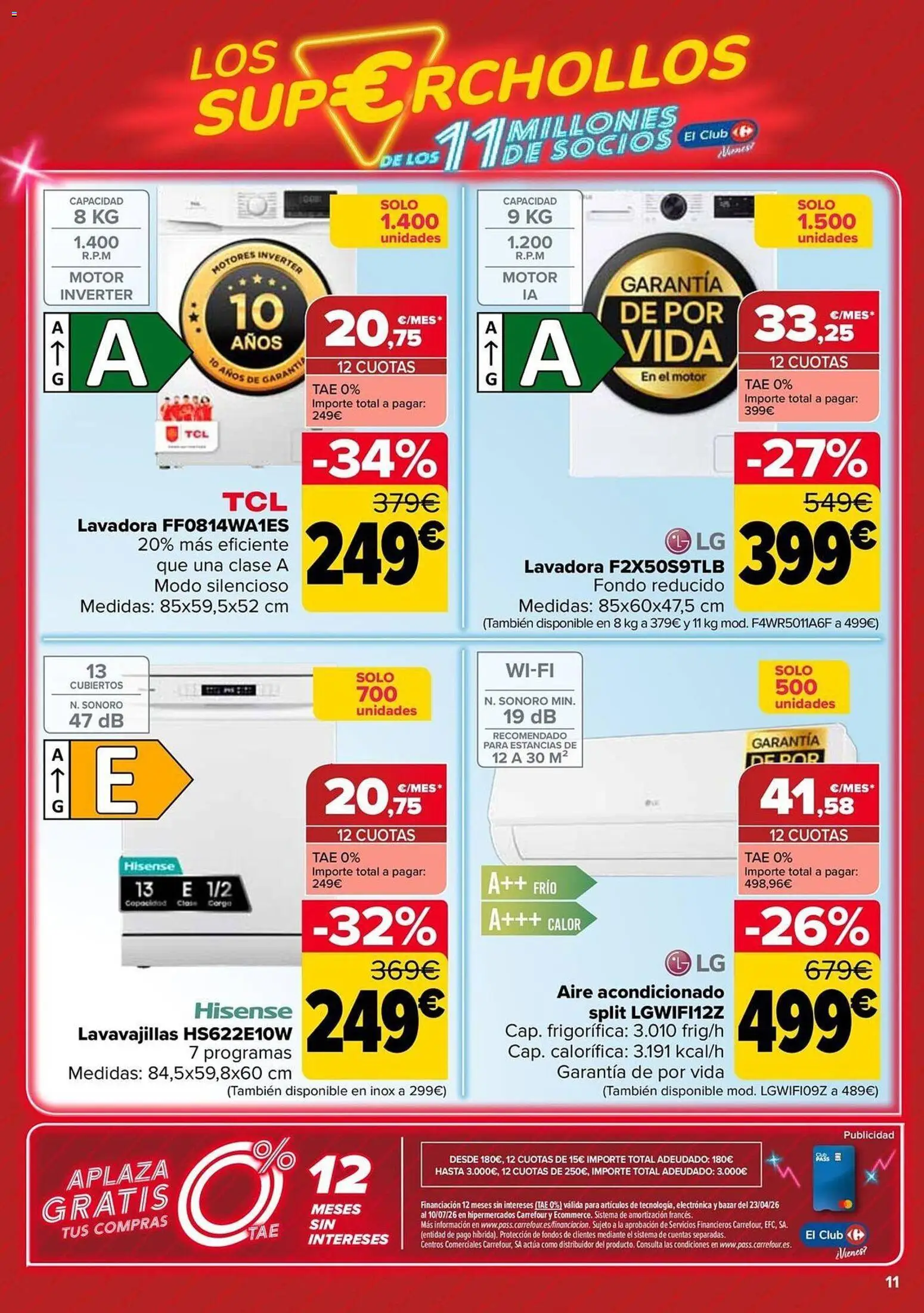 Carrefour Los Super Chollos │ válido desde el 12.05.2026 | Página: 11 | Productos: Lavadora, Lavavajillas, Aire acondicionado