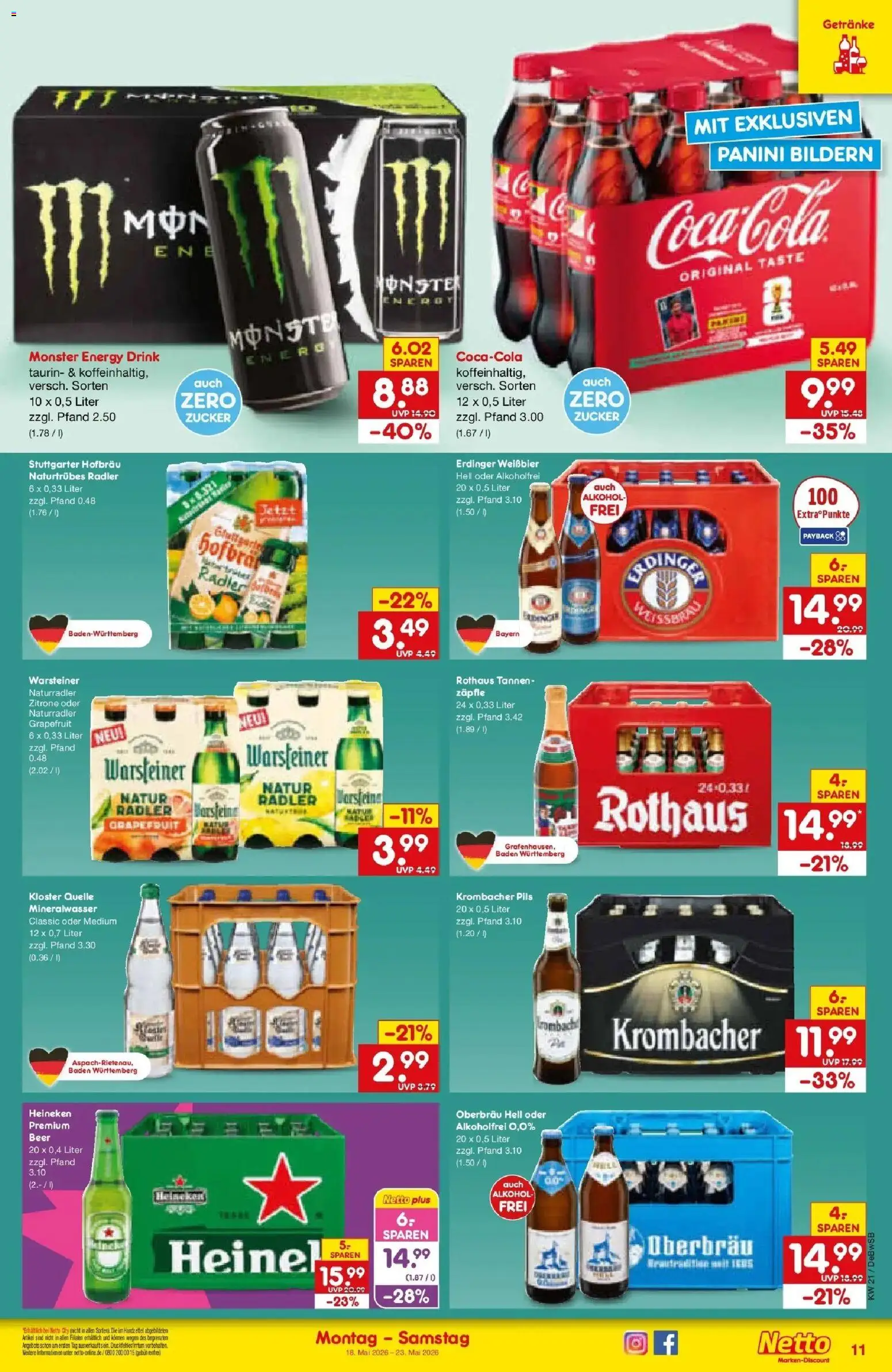 Netto Marken-Discount Prospekt Waiblingen-Bittenfeld	 – gültig ab 18.05.2026 | Seite: 11 | Produkte: Energy, Pils, Grapefruit, Warsteiner