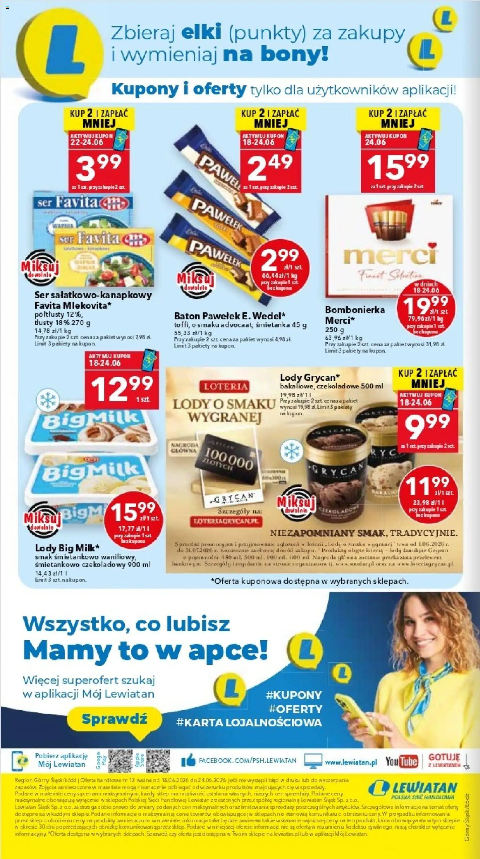 Lewiatan gazetka - Katowice od 18.06.2026 | Strona: 8 | Produkty: Bombonierka, Merci, Baton, Lody
